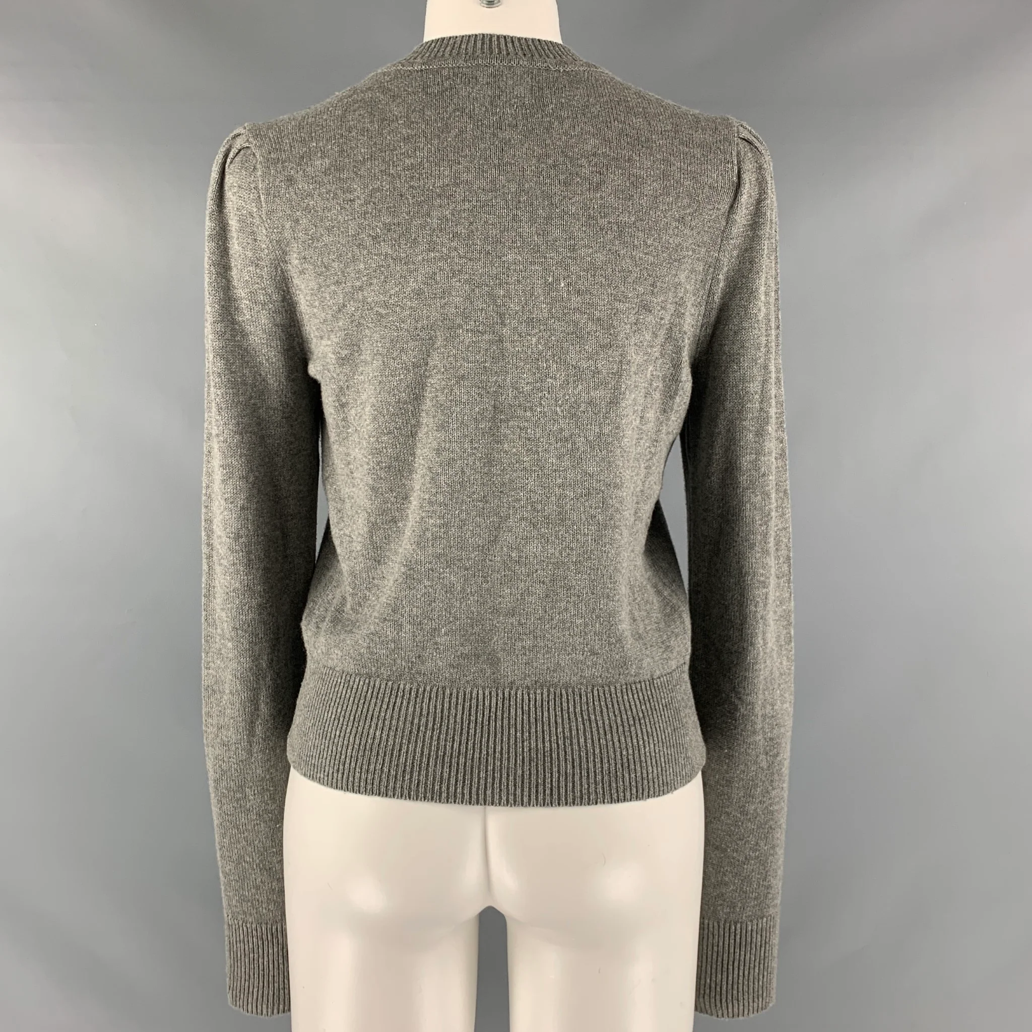 ISABEL MARANT Size 4 Grey Cotton Wool Crew-Neck Pullover - Image 3
