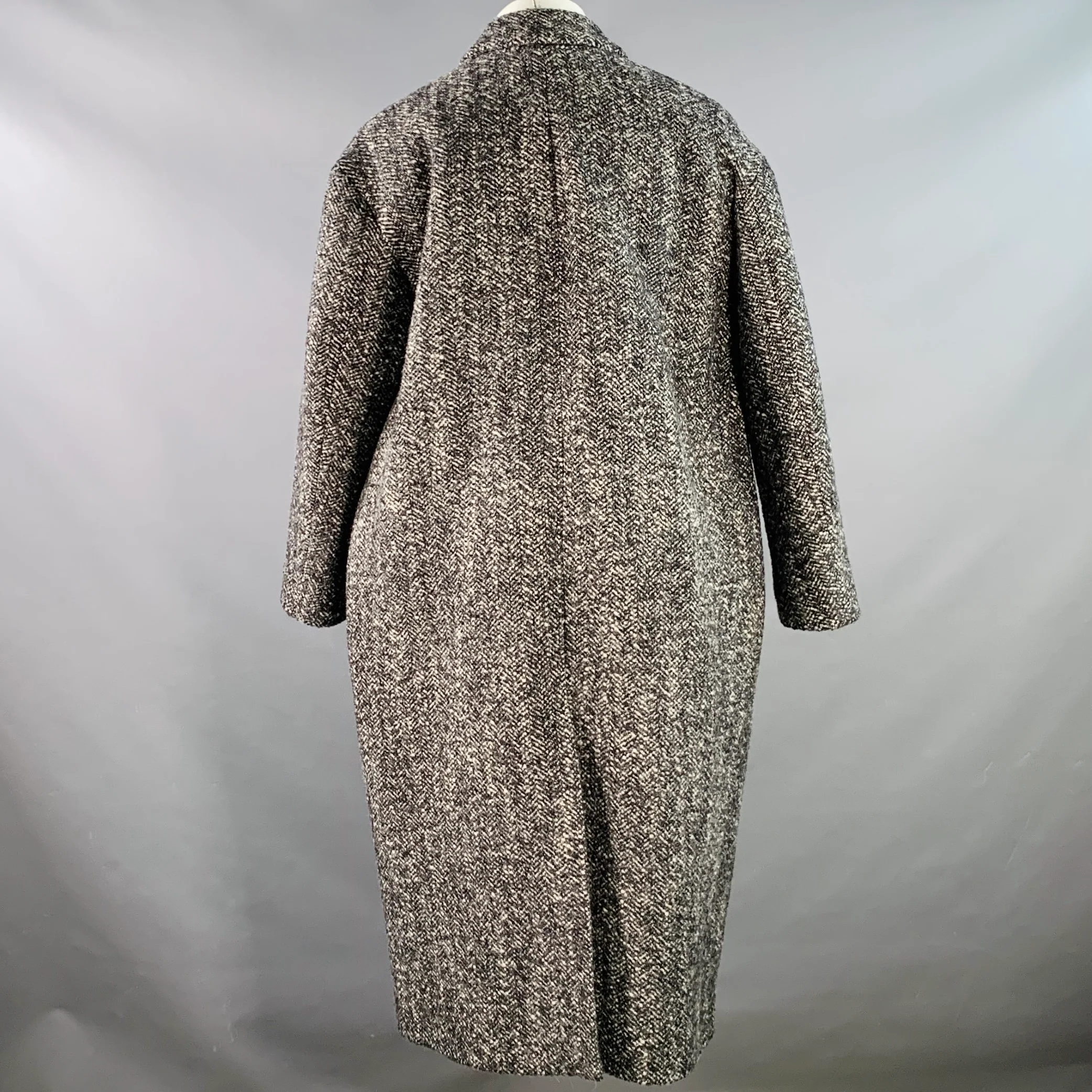 ISABEL MARANT Size 40 Denton Black White Herringbone Tweed Wool Blend Coat - Image 5