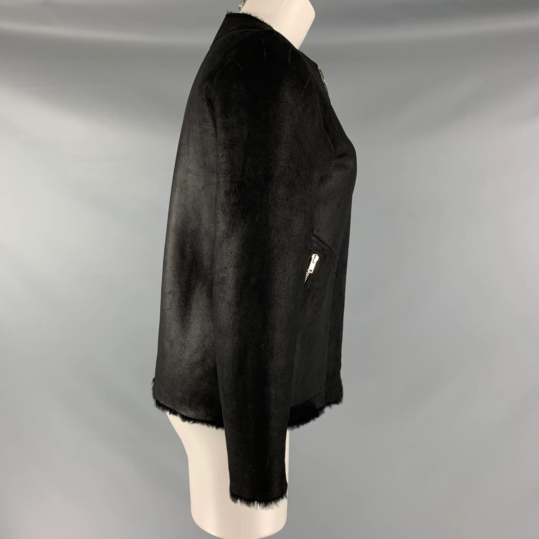 ISABEL MARANT Size 6 Black Leather Shearling Reversible Jacket - Image 4