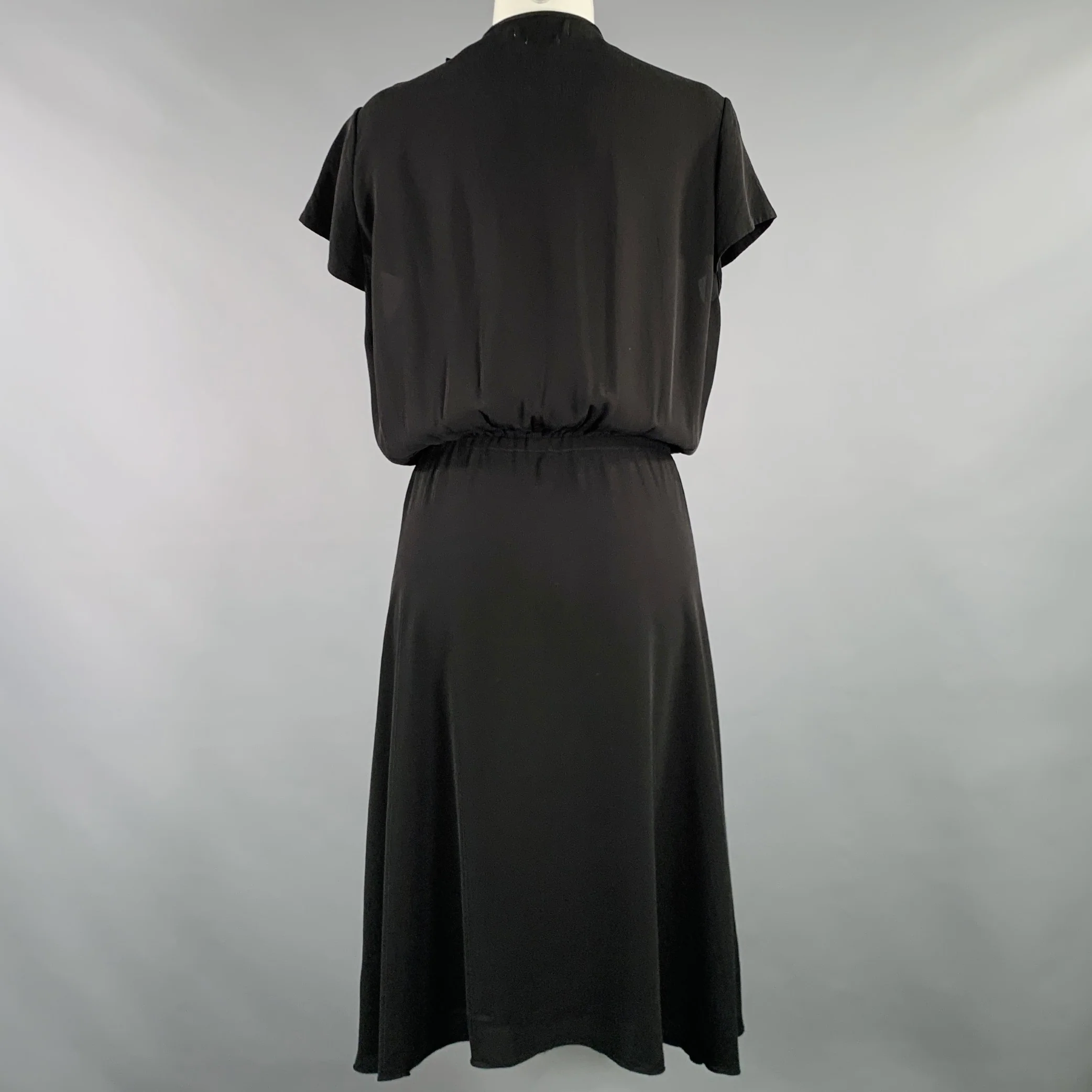 ISABEL MARANT Size 8 Black Cupro V-Neck Dress - Image 3