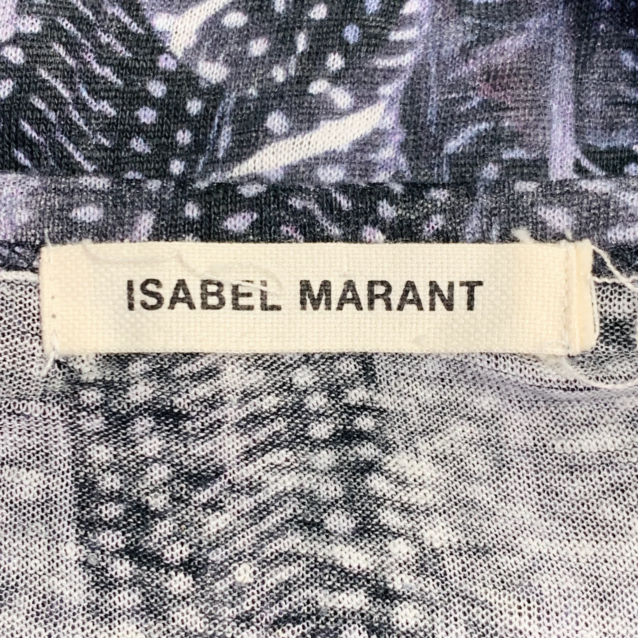 ISABEL MARANT Size M Black Purple Feathers Scoop Neck Casual Top - Image 5