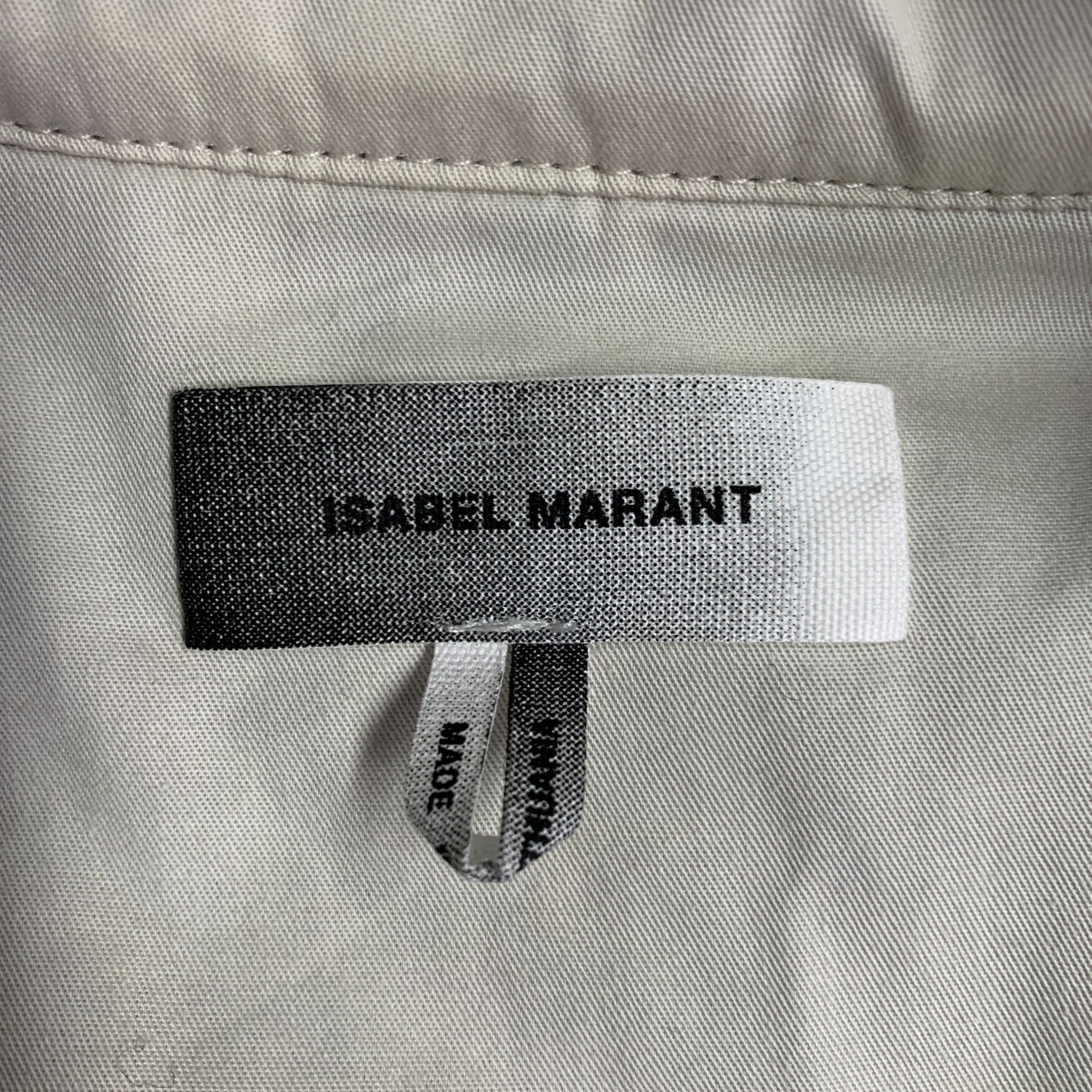 ISABEL MARANT Size XS Gervon Grey Beige Plaid Wool Oversized Long Sleeve Shirt Jacket - Image 6