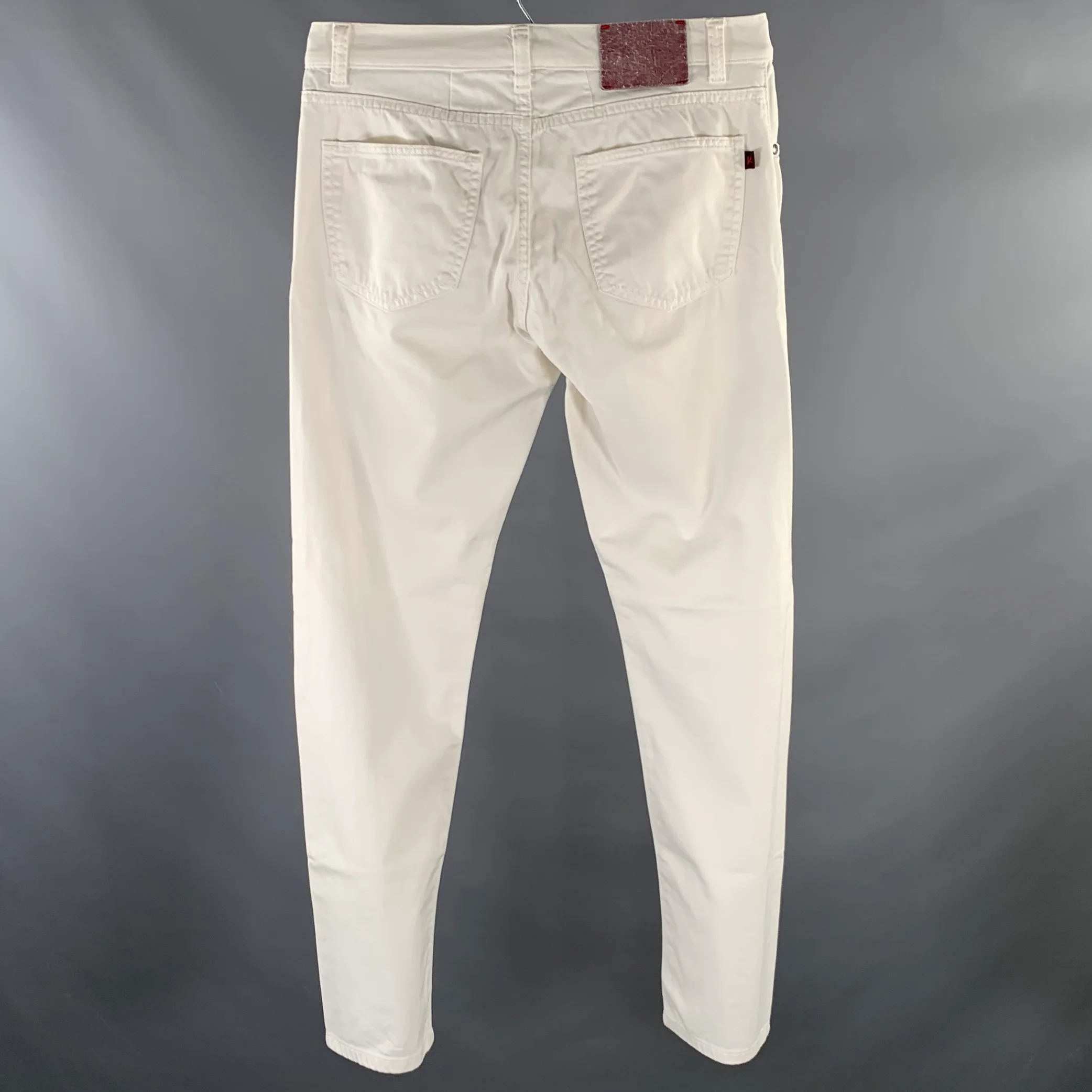 ISAIA Size 32 White Cotton Blend Straight Jeans - Image 2