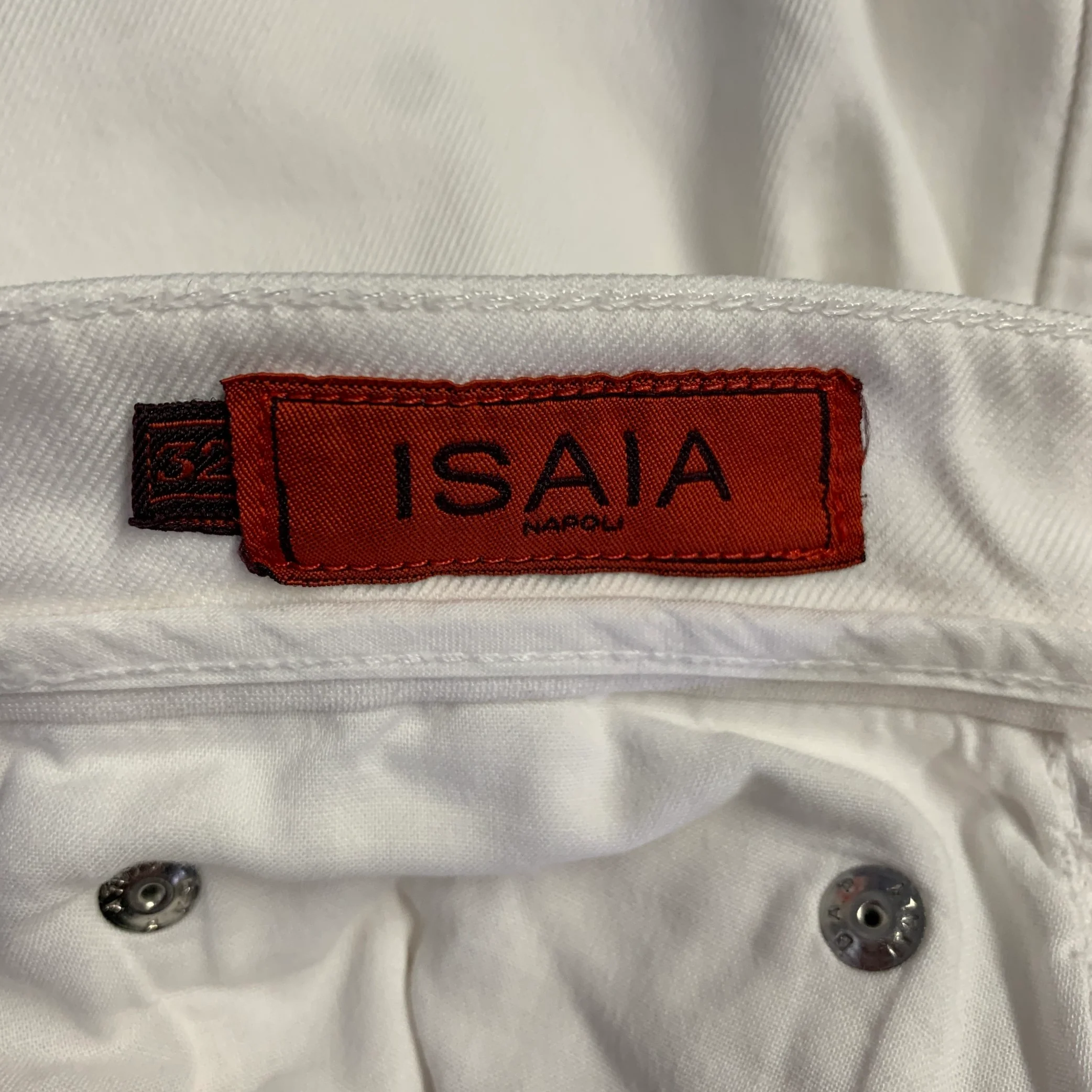 ISAIA Size 32 White Cotton Blend Straight Jeans - Image 4