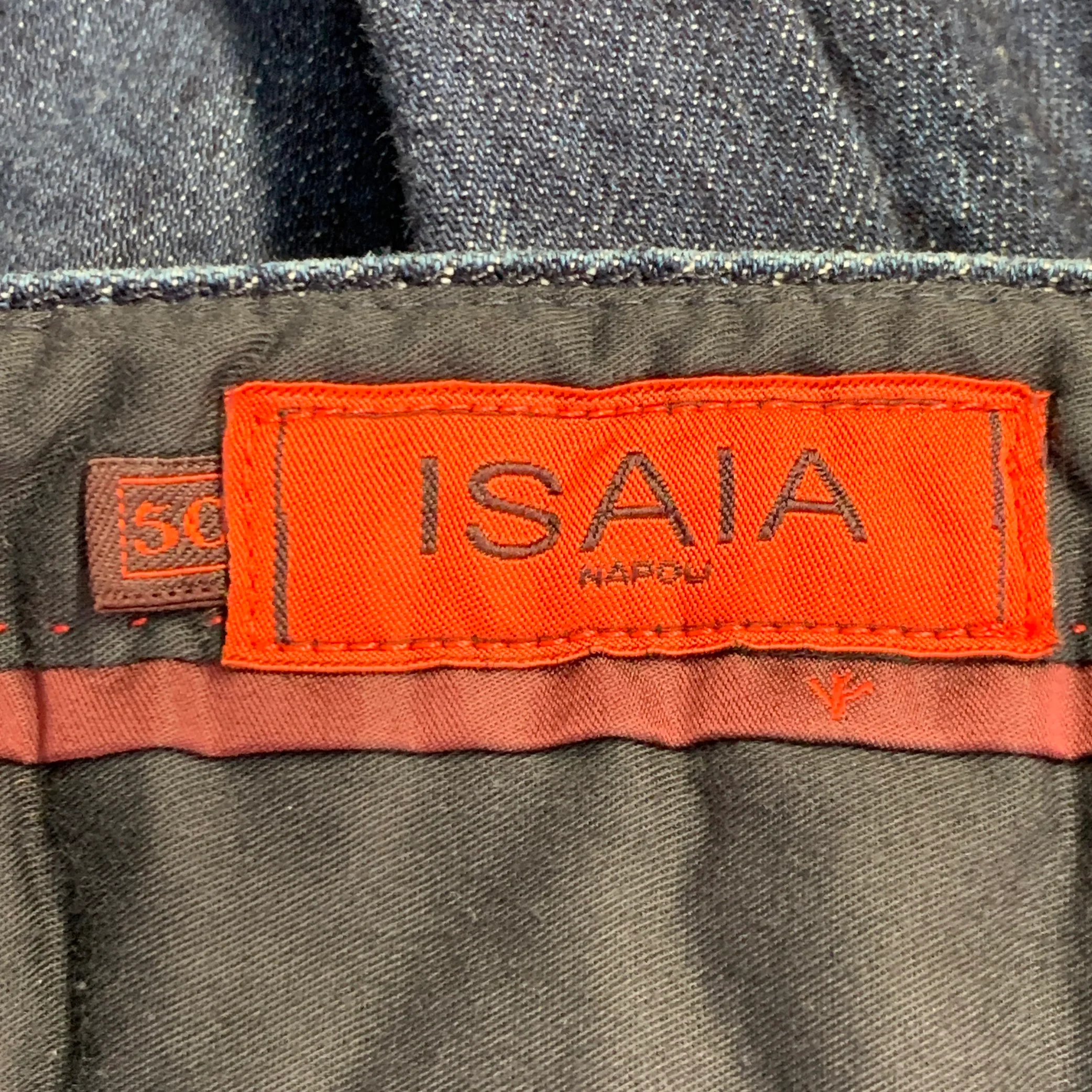 ISAIA Size 34 Blue Cotton Selvedge Twill Skinny Jeans - Image 6