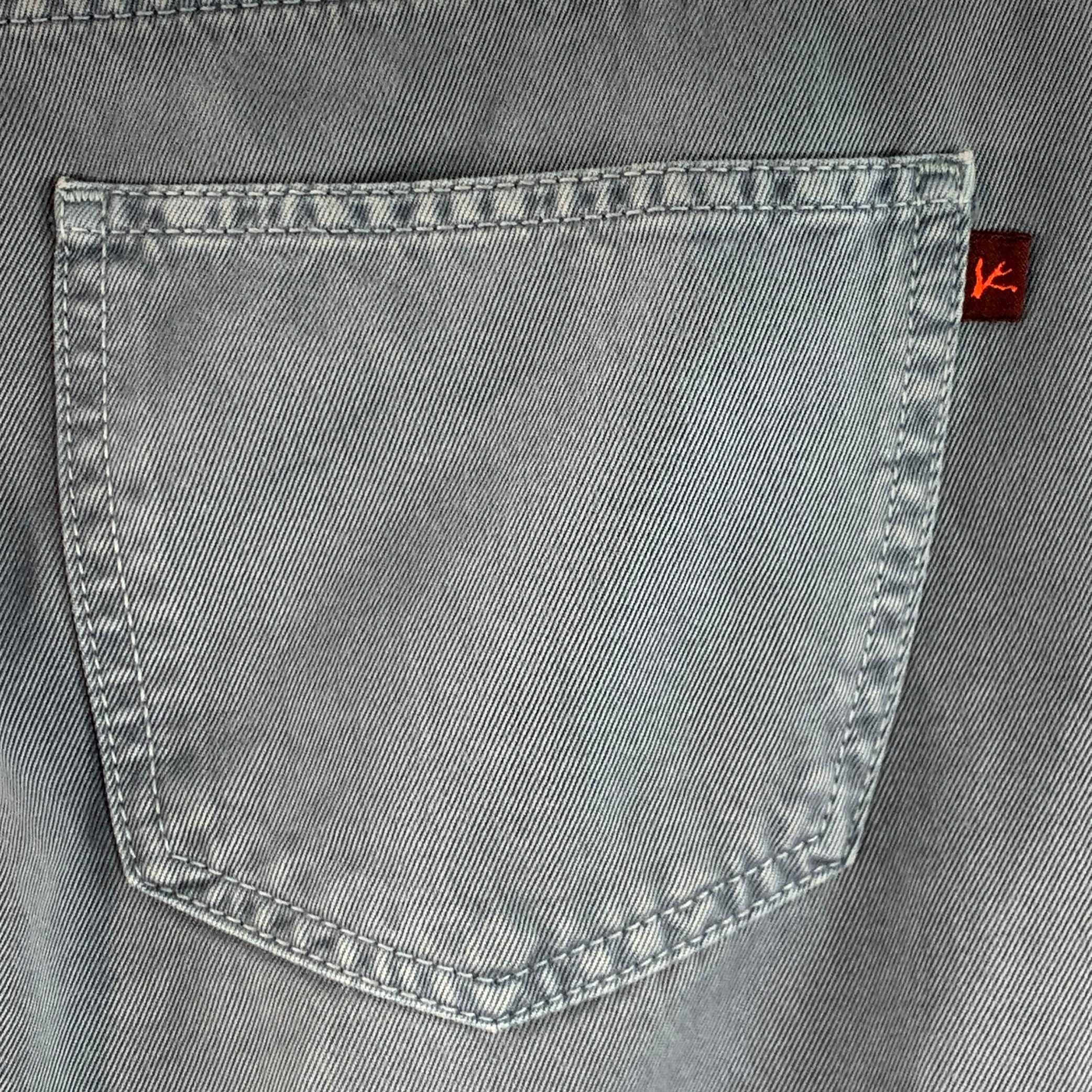 ISAIA Size 34 Blue Cotton Selvedge Twill Straight Button Fly Casual Pants - Image 4