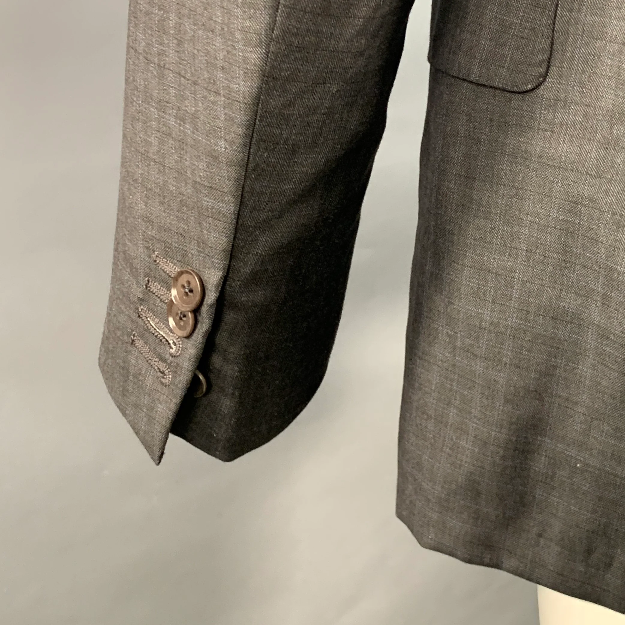 ISAIA Size 40 Grey Blue Plaid Wool Single Breasted Sport Coat - Image 5