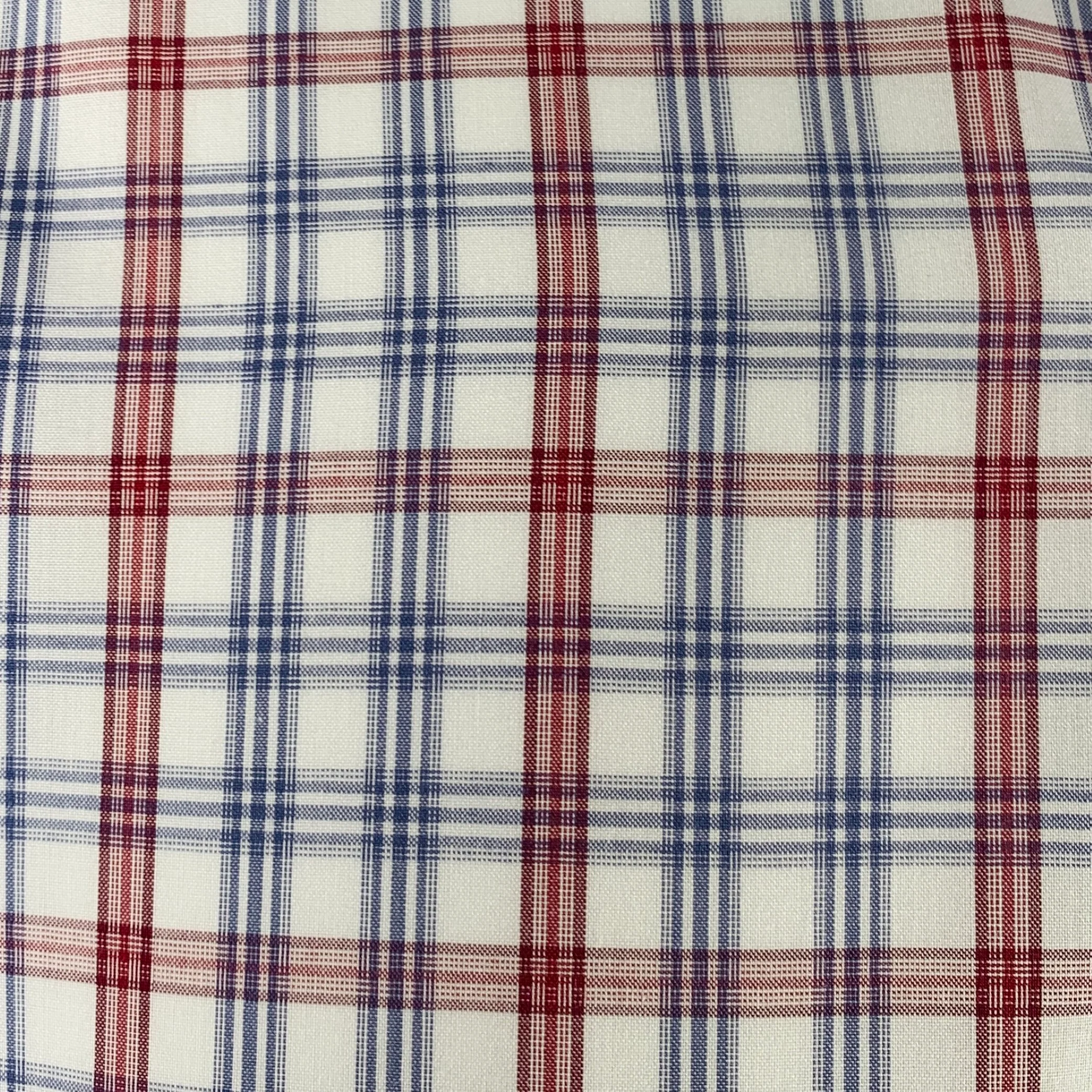 ISAIA Size M Burgundy White Blue Plaid Cotton Spread Collar Long Sleeve Shirt - Image 2