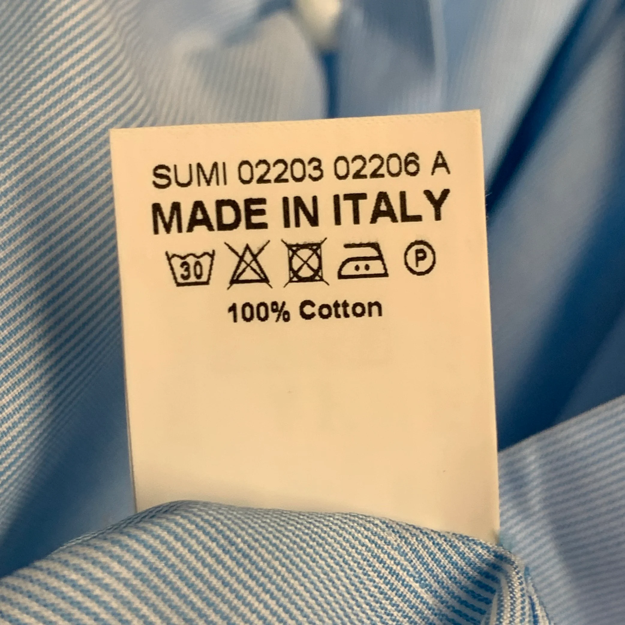 ISAIA Size S Blue White Stripe Cotton Spread Collar Long Sleeve Shirt - Image 7