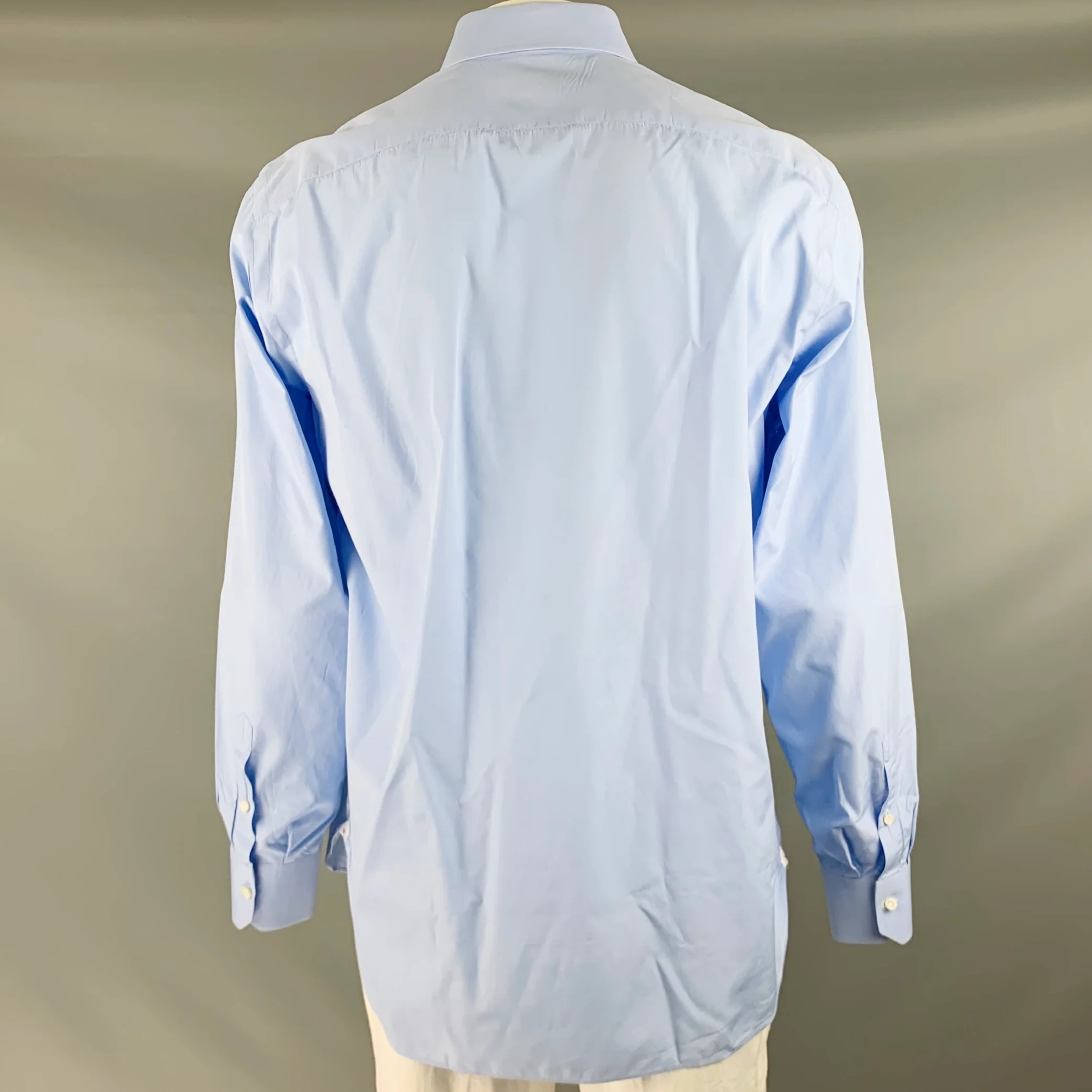 ISAIA Size XL Blue Cotton Button Up Long Sleeve Shirt - Image 3