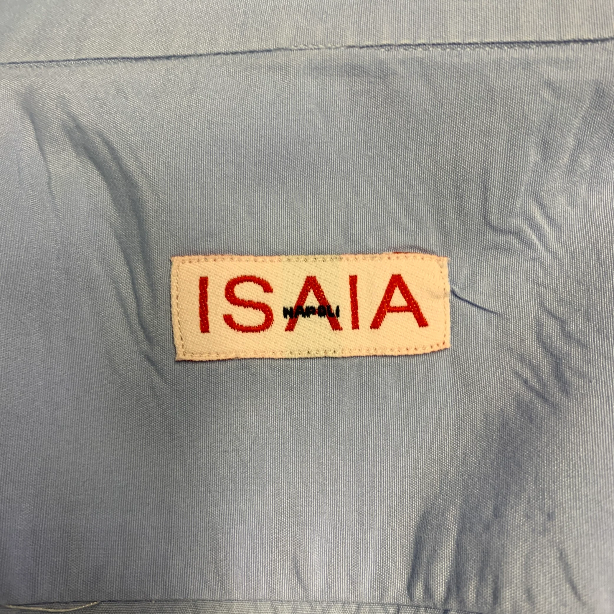 ISAIA Size XL Blue Cotton Button Up Long Sleeve Shirt - Image 6