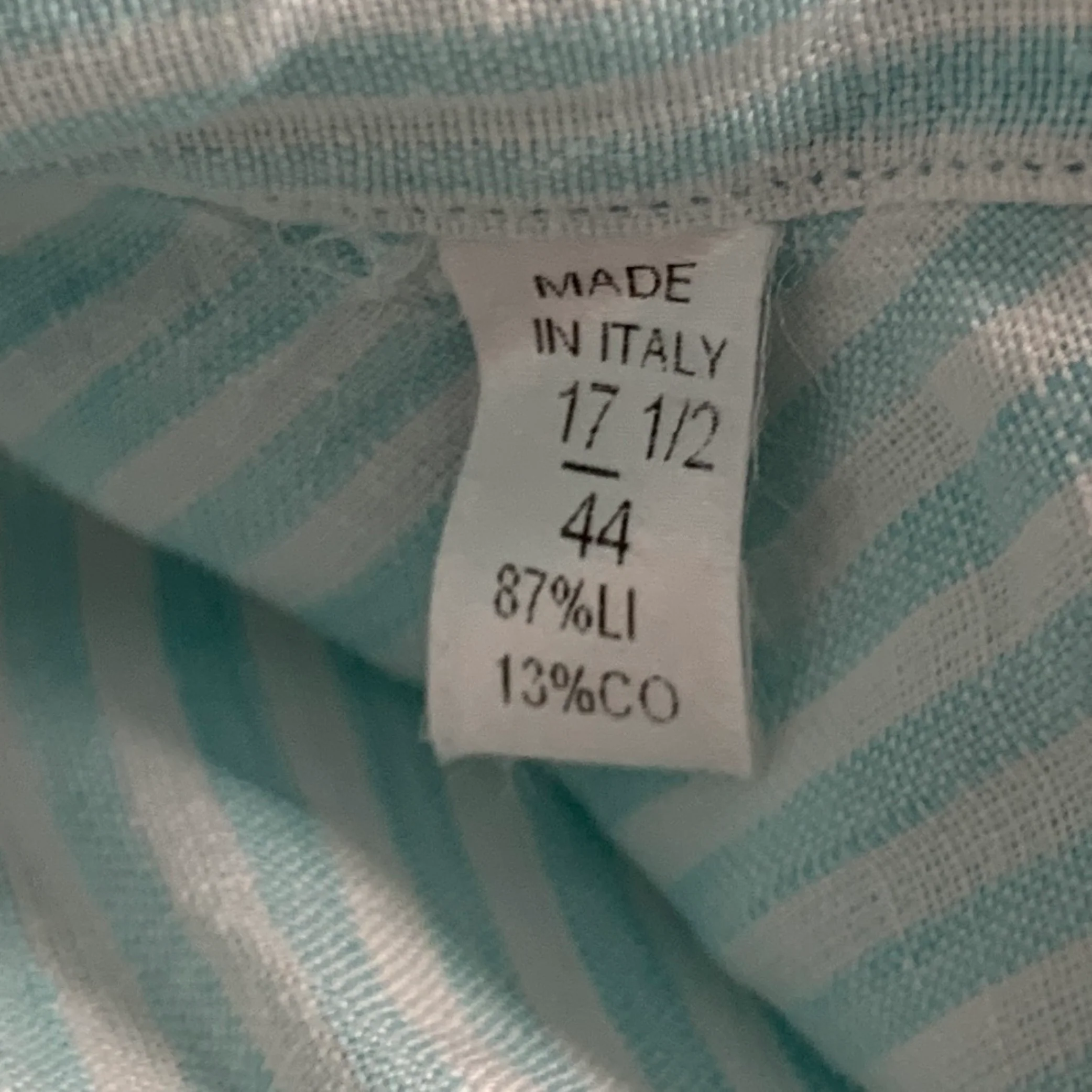 ISAIA Size XL Blue White Stripe Linen Cotton Roll Tab Long Sleeve Shirt - Image 7