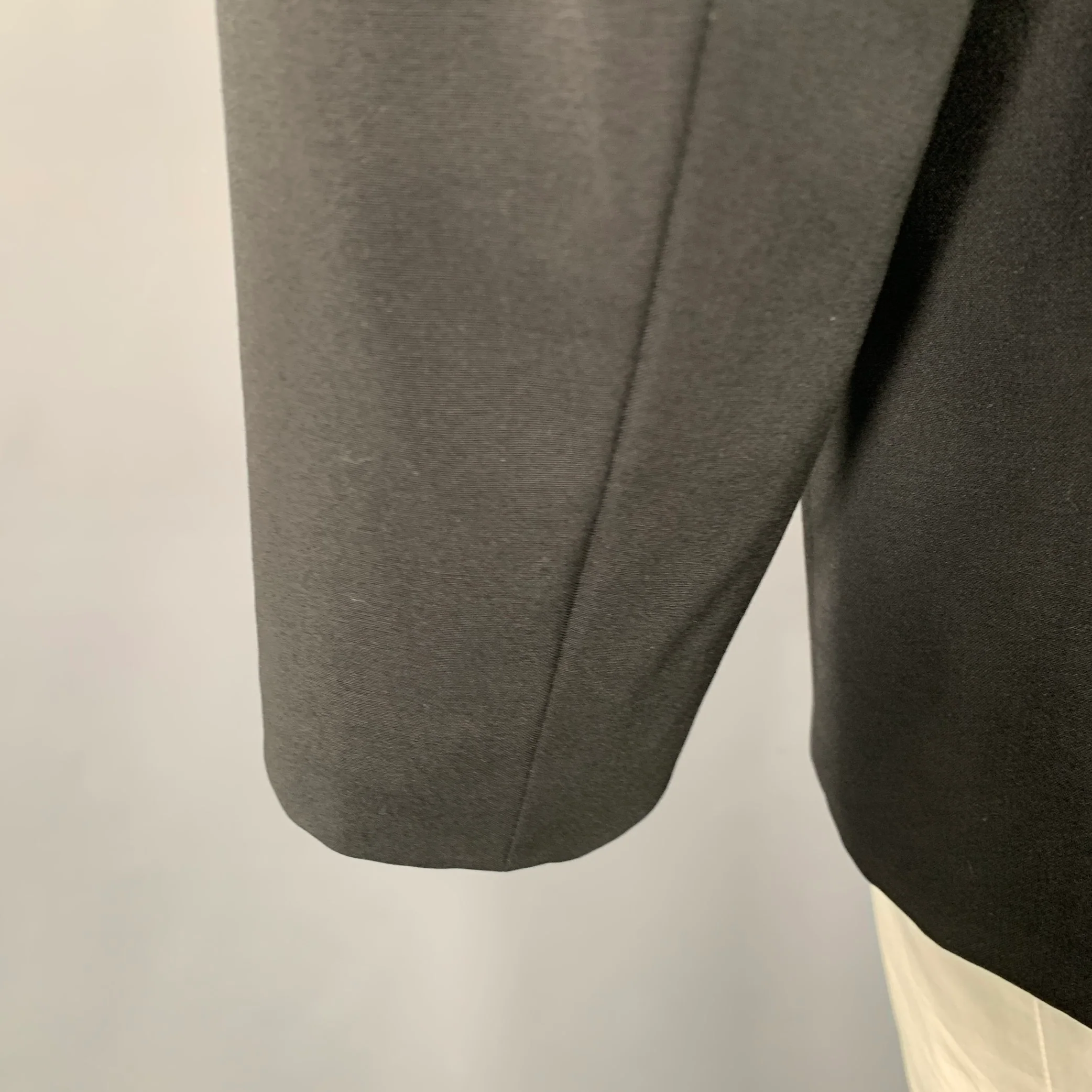 ISSEY MIYAKE Size 42 Black Wool Nehru Collar Sport Coat - Image 4