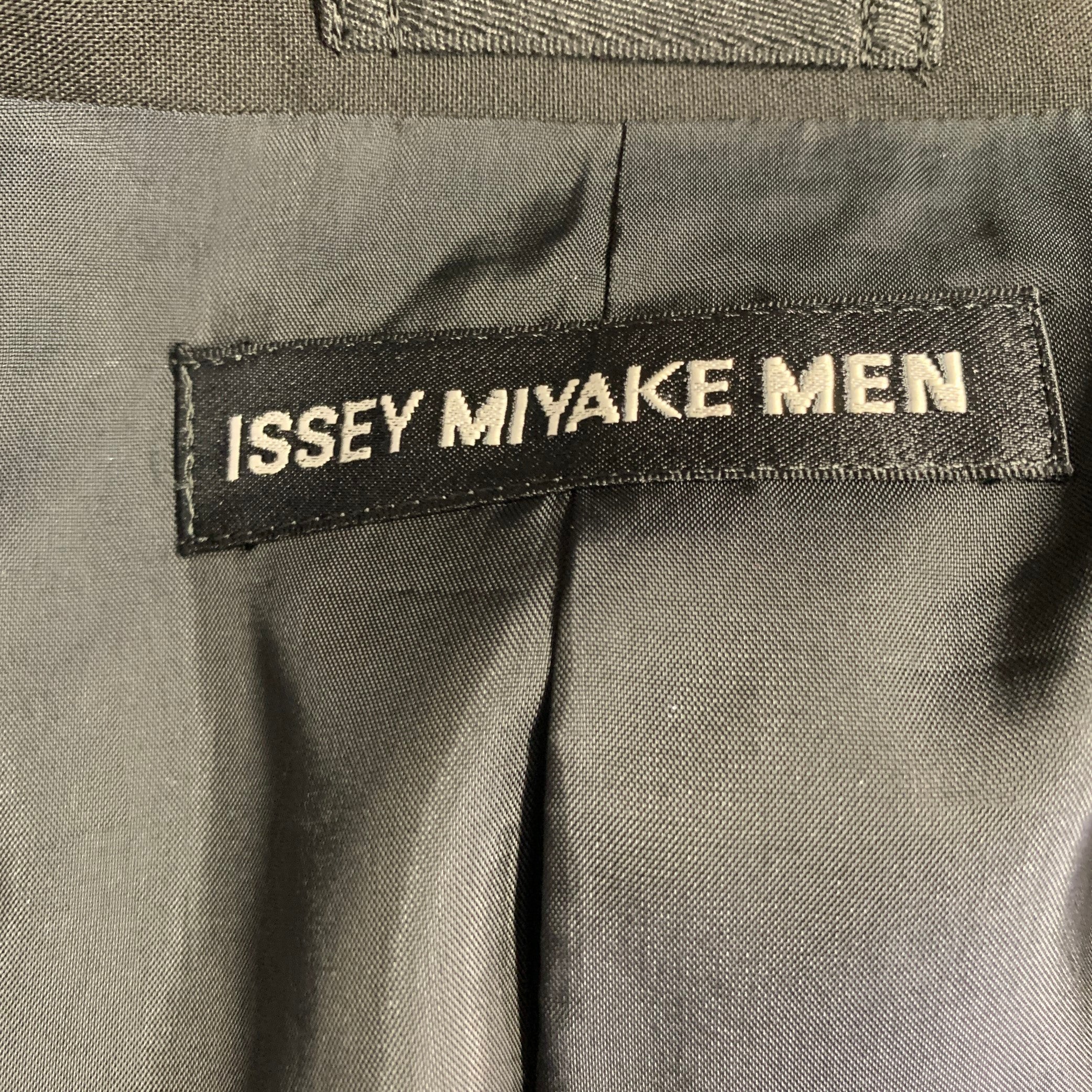 ISSEY MIYAKE Size 42 Black Wool Nehru Collar Sport Coat - Image 6
