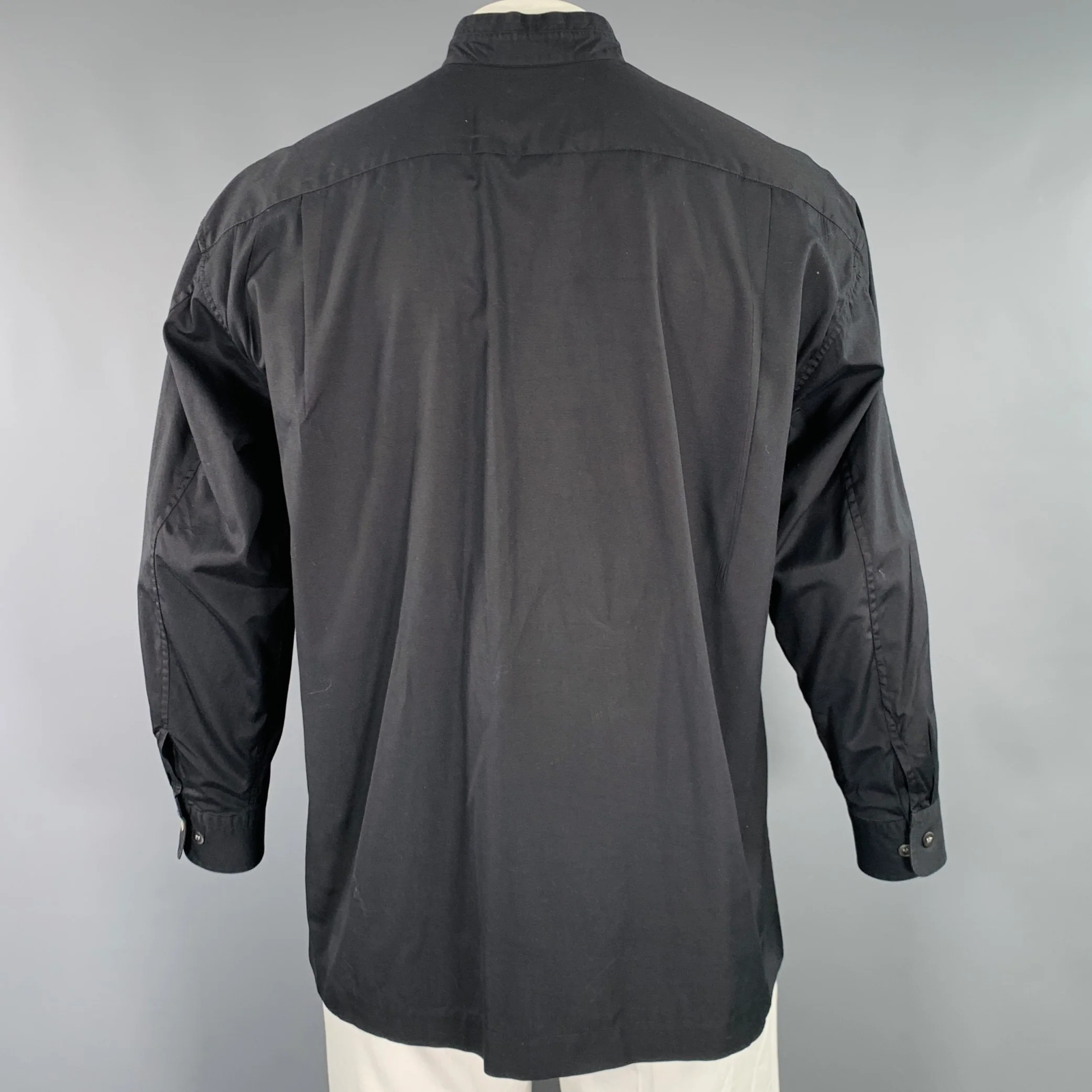 ISSEY MIYAKE Size L Black Cotton One Pocket Long Sleeve Shirt - Image 4
