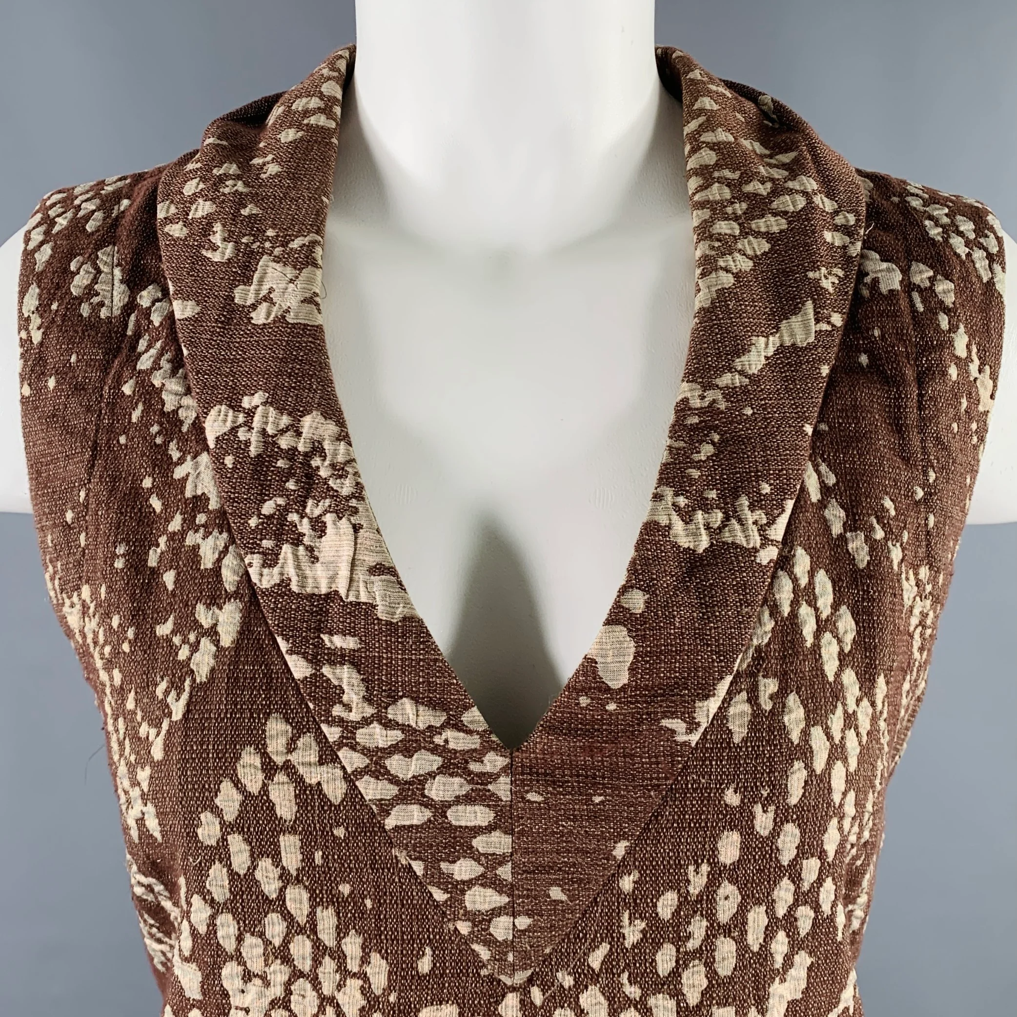 ISSEY MIYAKE Size M Brown Beige Snakeskin Print Sleeveless Dress - Image 2