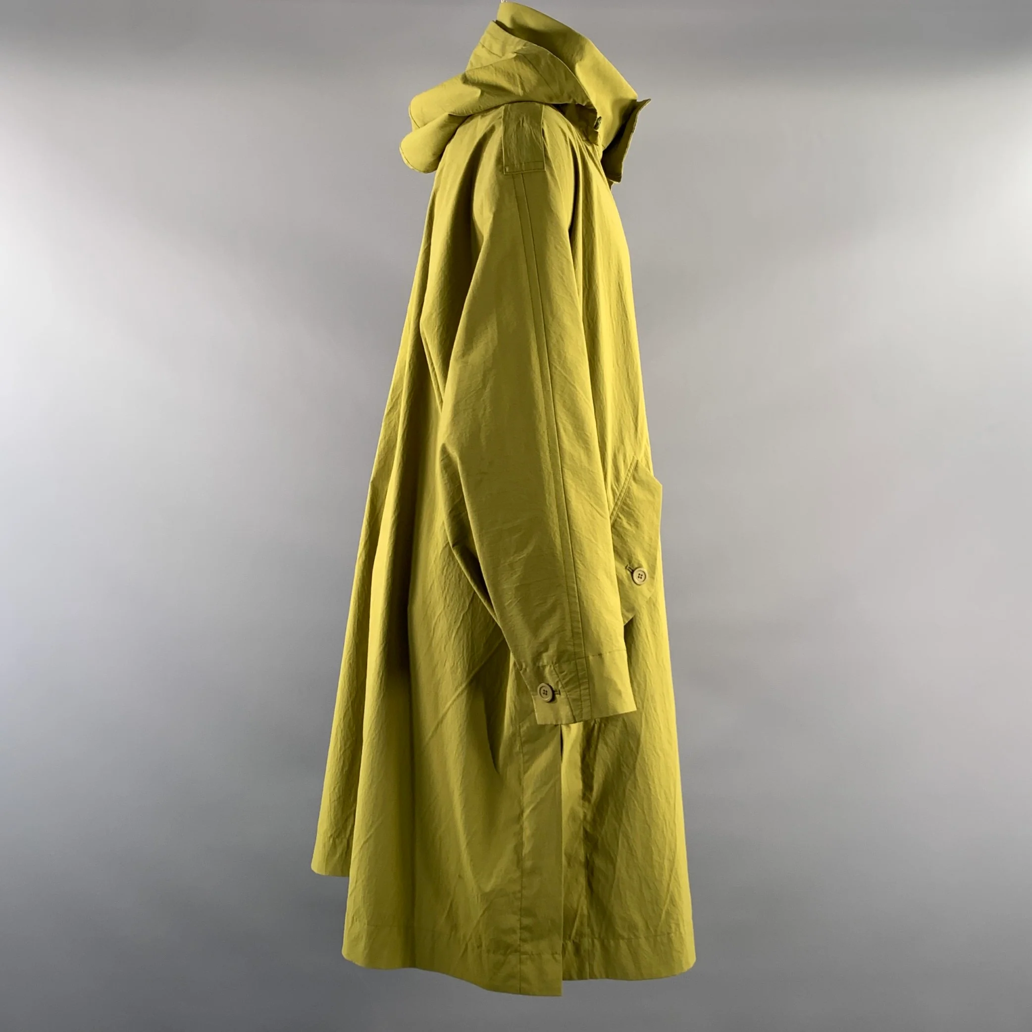 ISSEY MIYAKE Size M Green Polyester Trench Jacket - Image 3