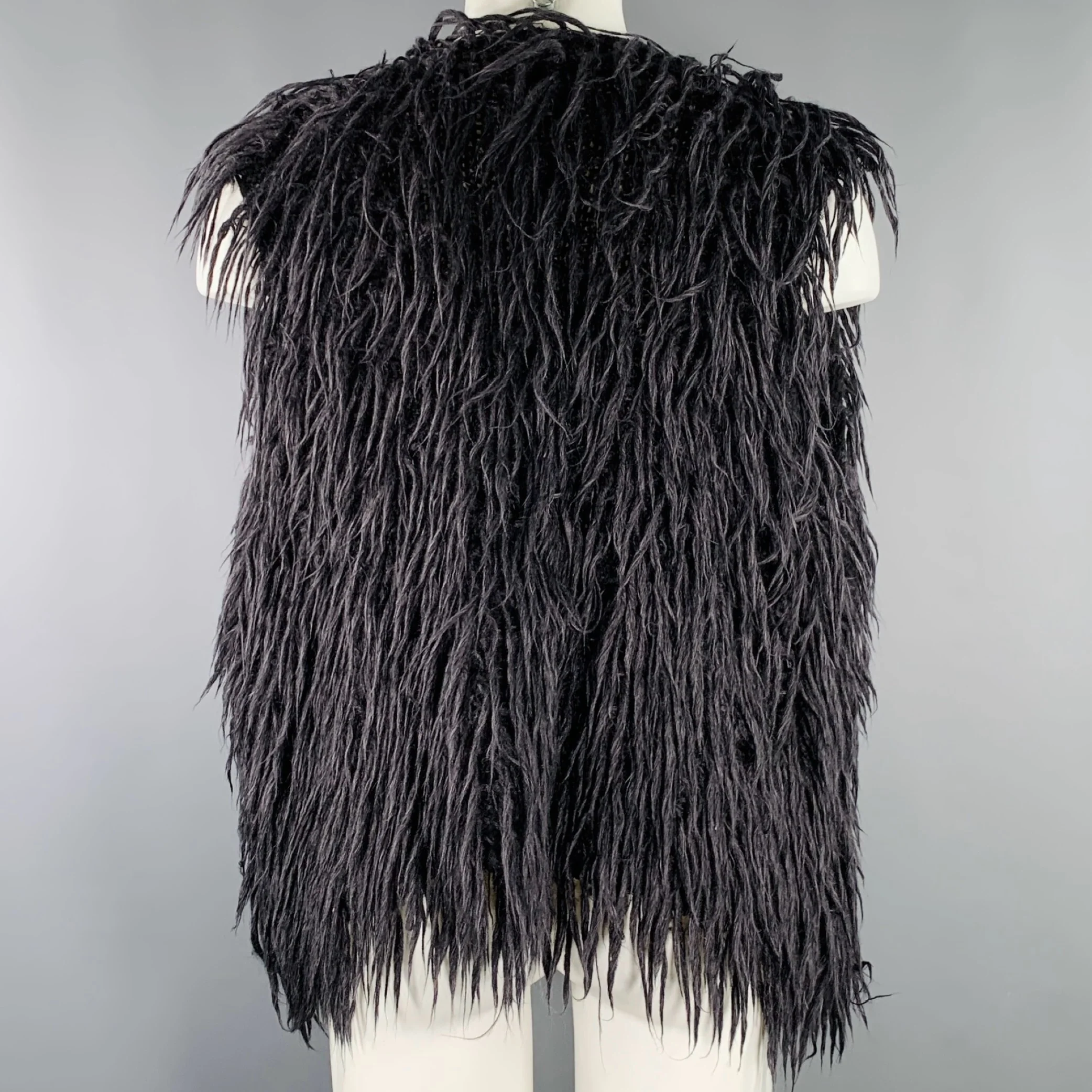 ISSEY MIYAKE Size M Runway Black Knit Mohair Blend Vest - Image 3