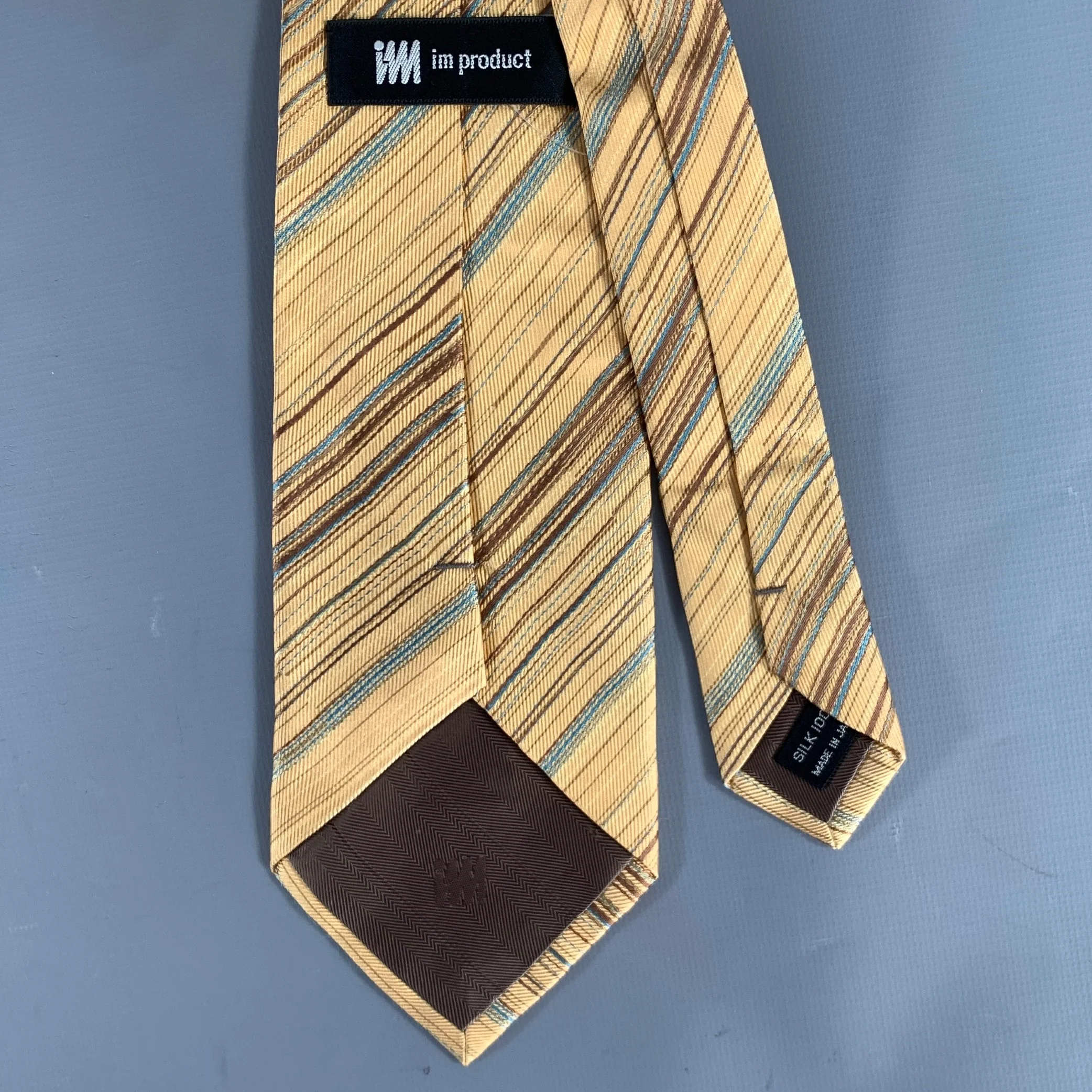 ISSEY MIYAKE Yellow Blue Geometric Silk Tie - Image 2