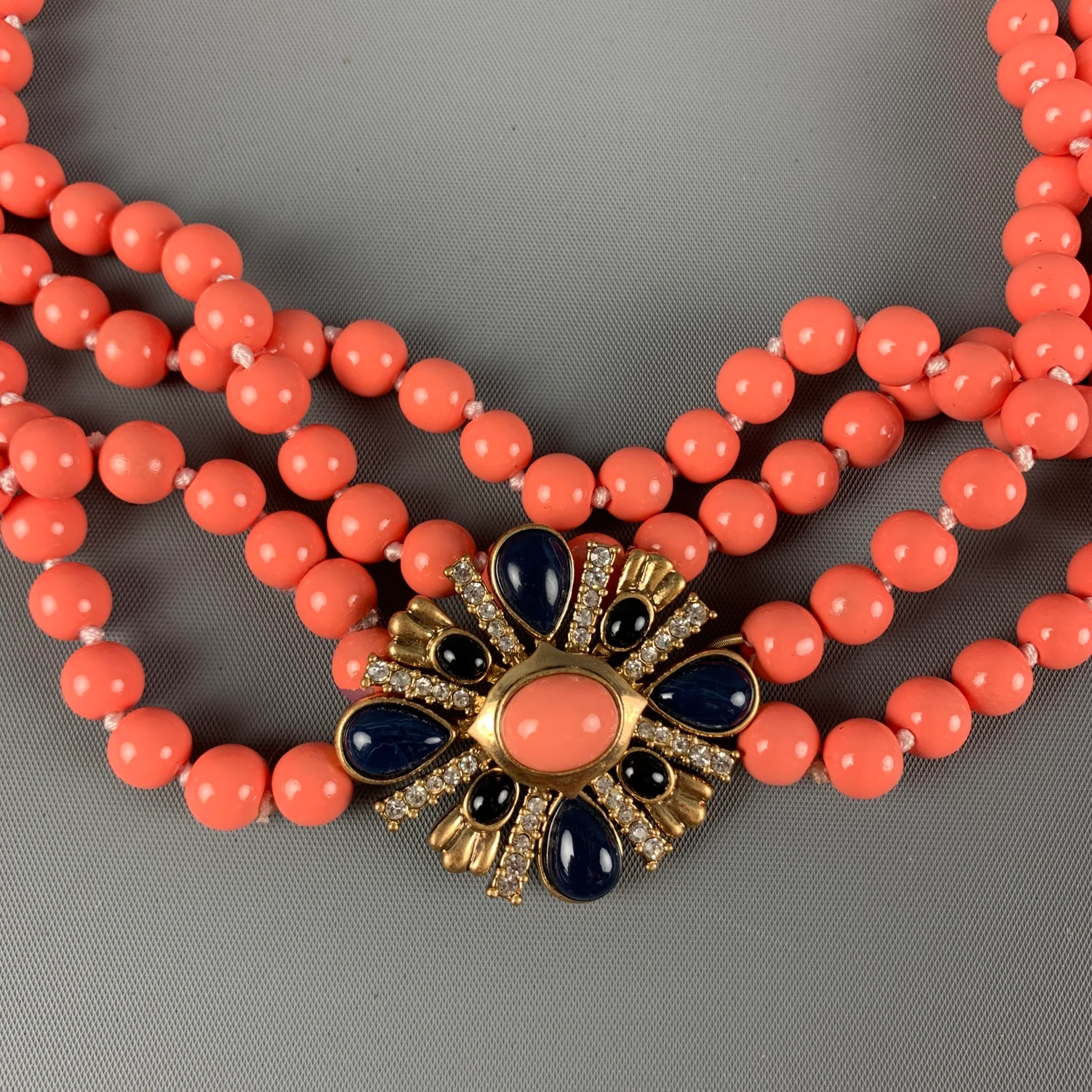 J.CREW Coral Beaded Pendant Necklace - Image 3