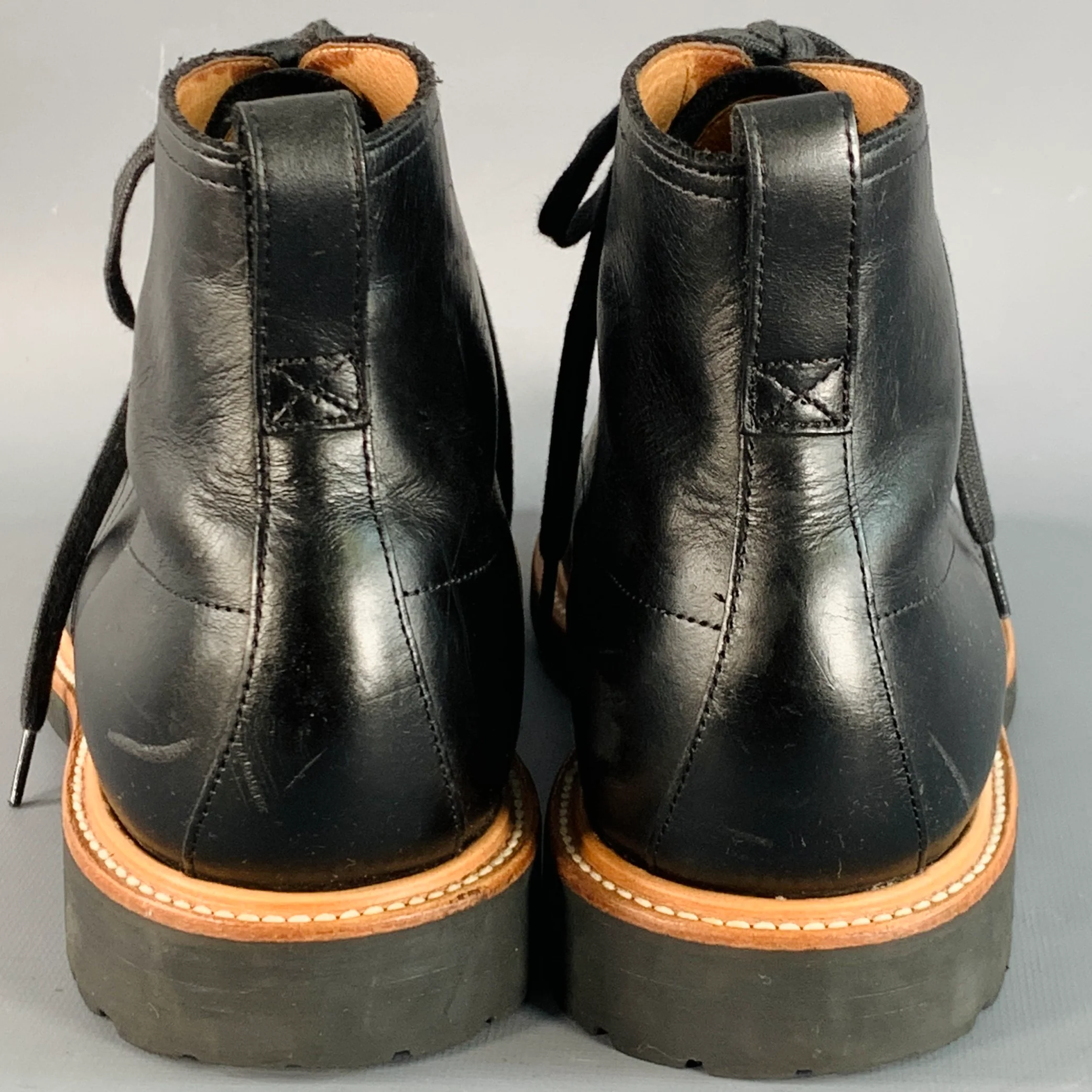 J.CREW Size 11 Kenton Black Tan Leather Lace-Up Ankle Boots - Image 3