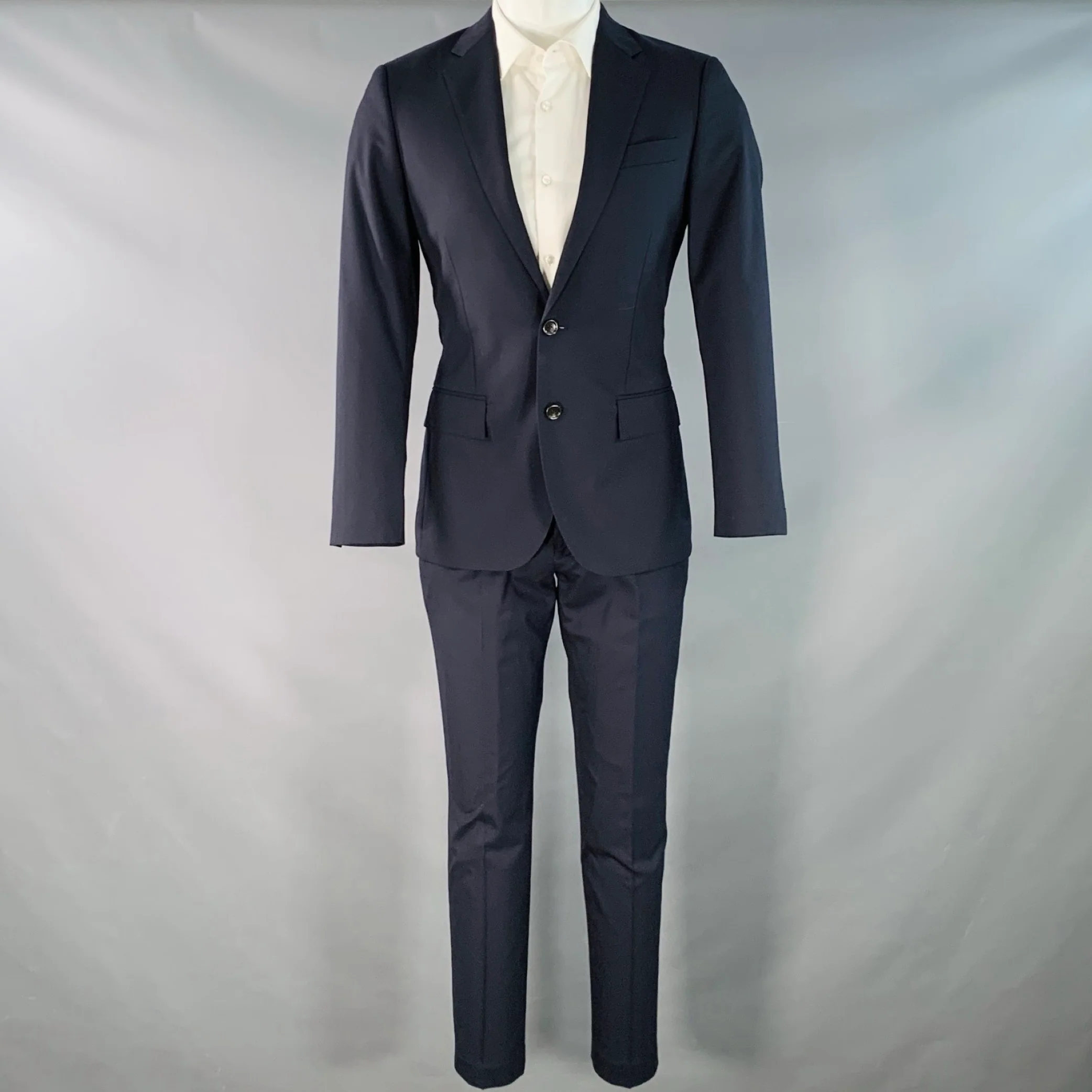 J.CREW Size 36 Short Ludlow Navy Wool Slim Fit Notch Lapel Suit - Image 2