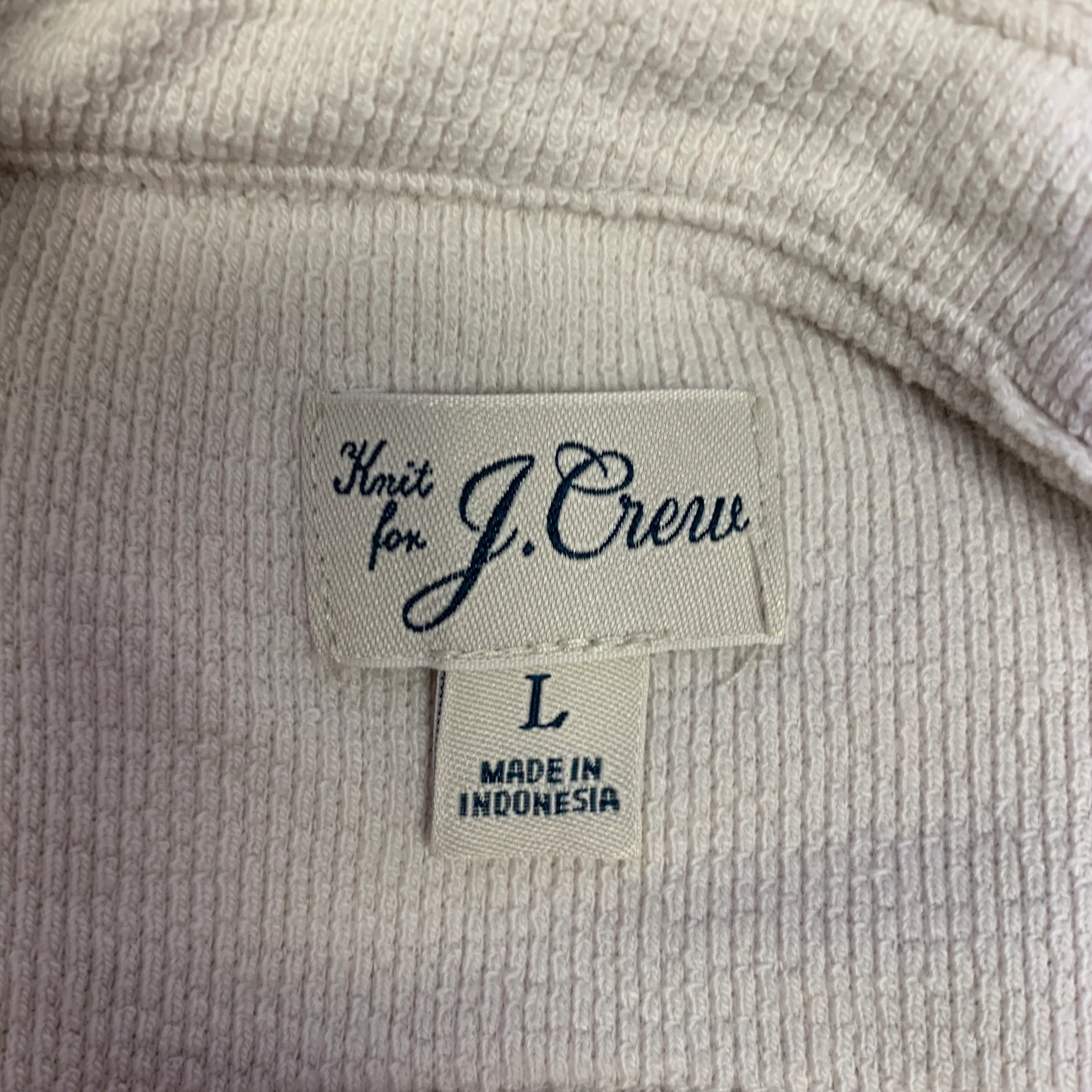 J.CREW Size L Off White Knit Cotton Blend Long Sleeve Shirt - Image 5