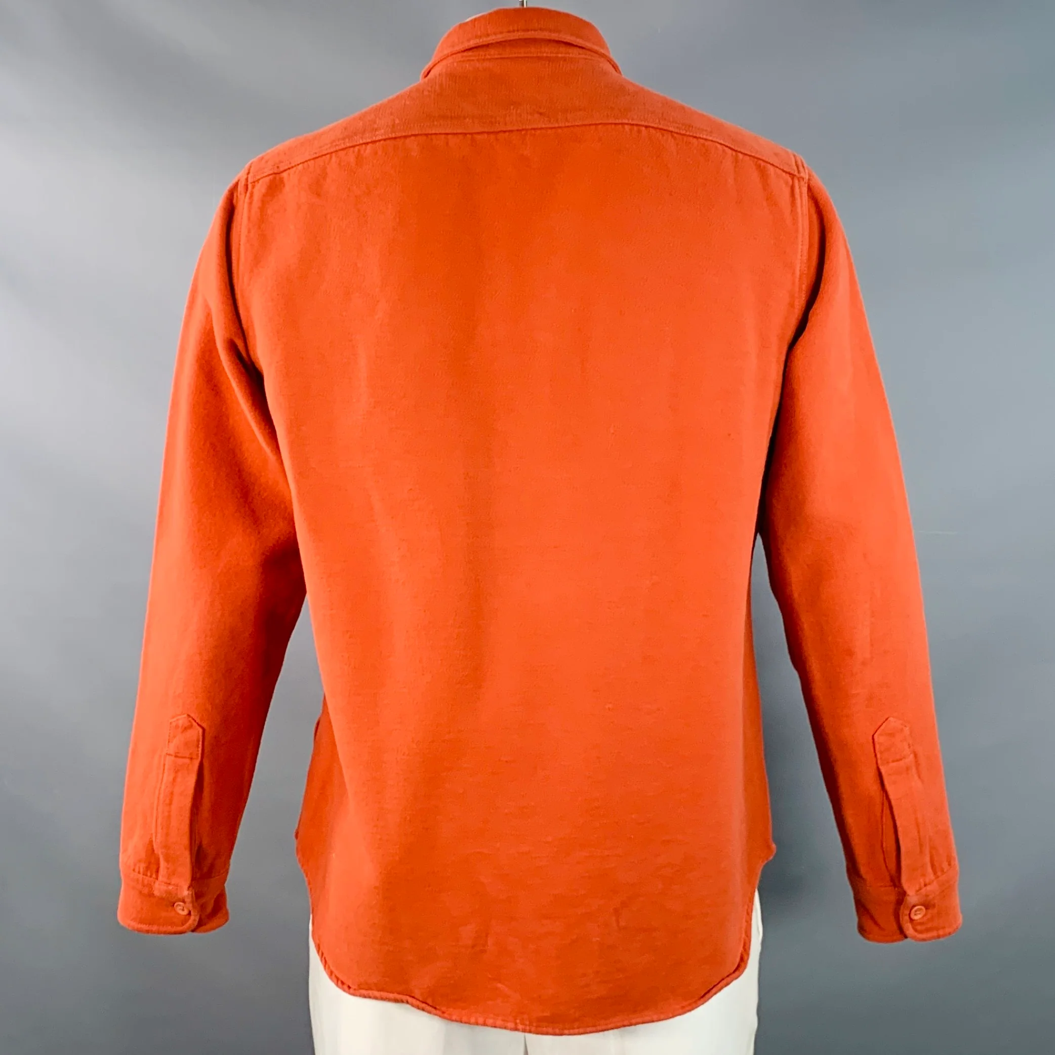 J.CREW Size L Orange Rust Cotton Two Pockets Classic Long Sleeve Shirt - Image 3