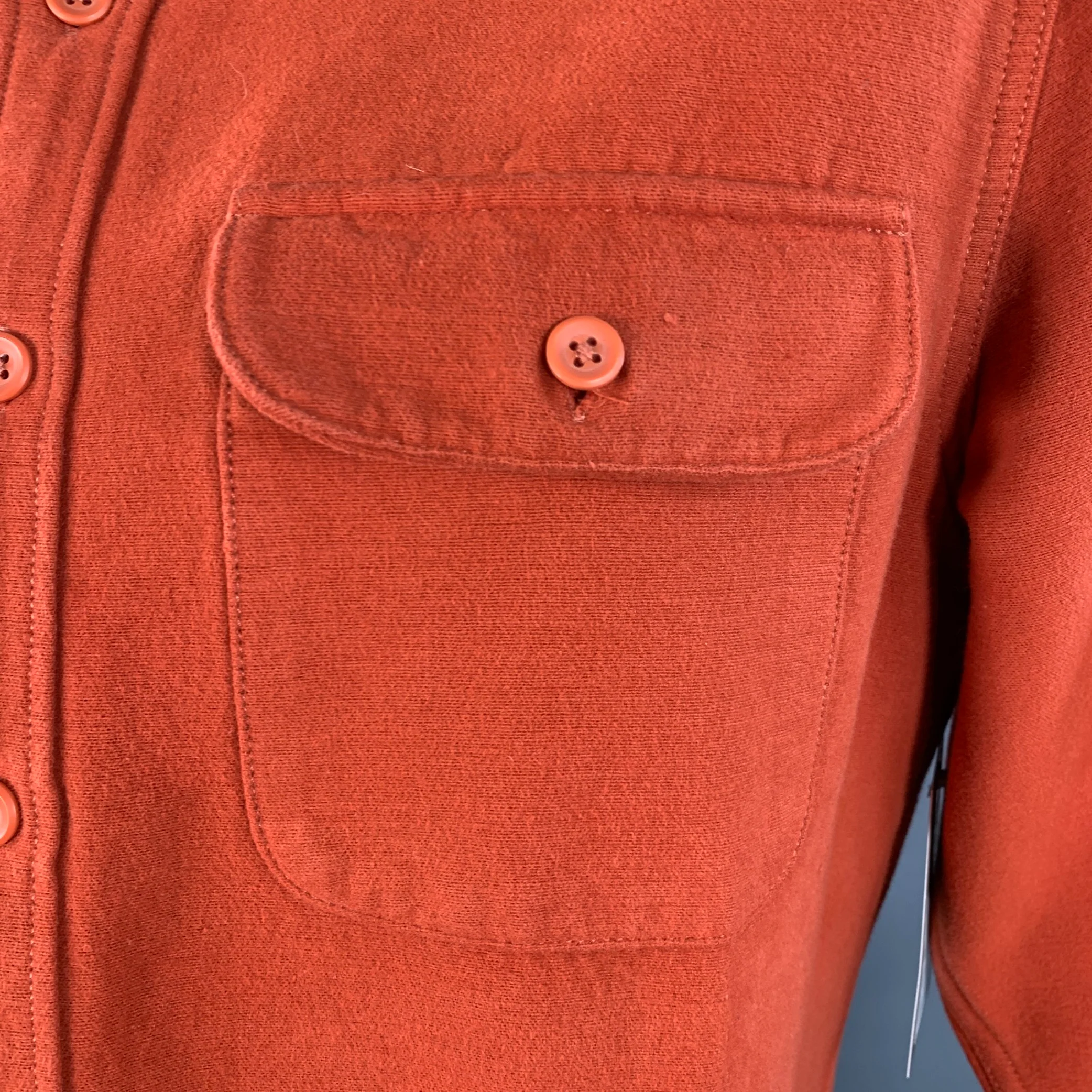 J.CREW Size L Orange Rust Cotton Two Pockets Classic Long Sleeve Shirt - Image 4