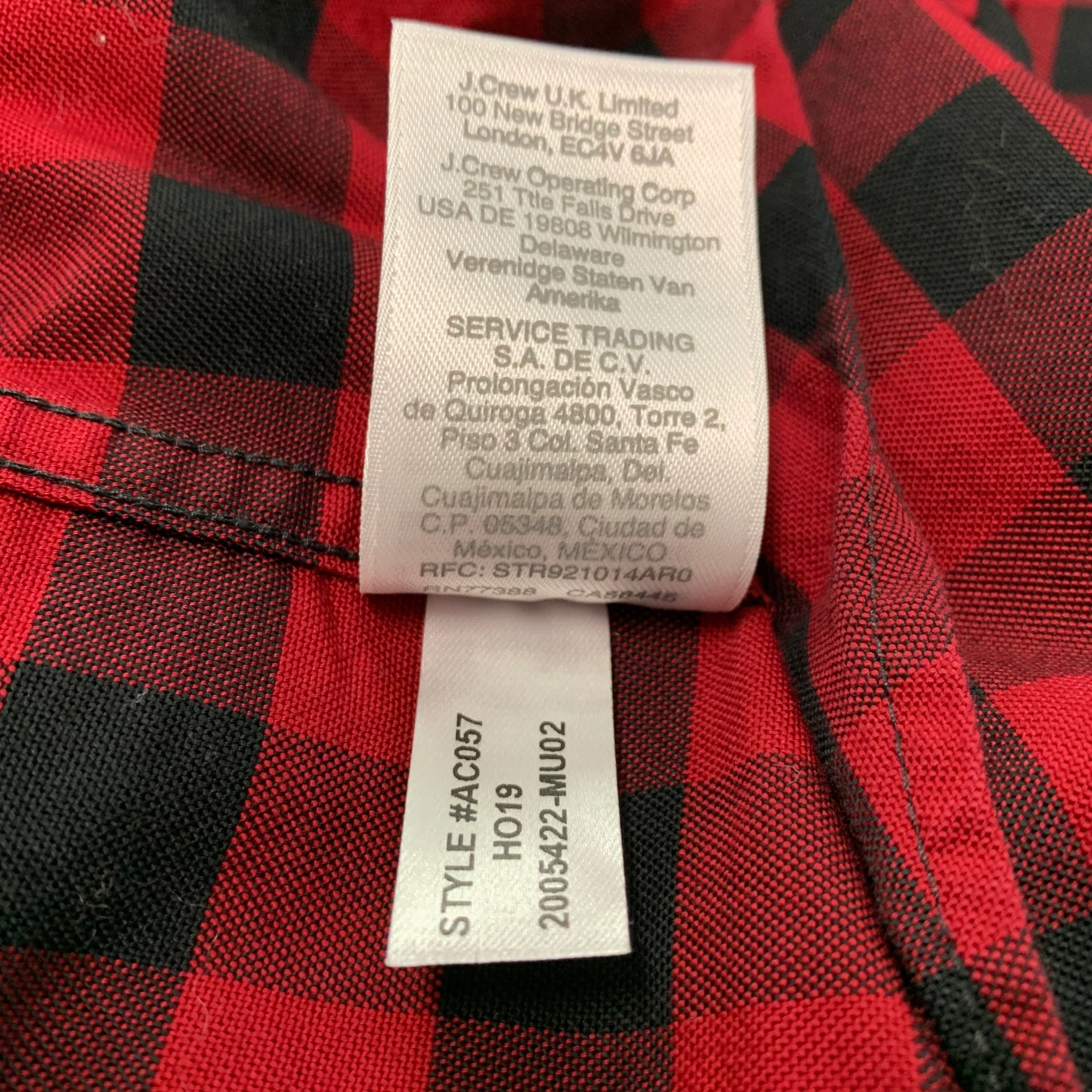J.CREW Size L Red Black Checkered Cotton Long Sleeve Shirt - Image 7