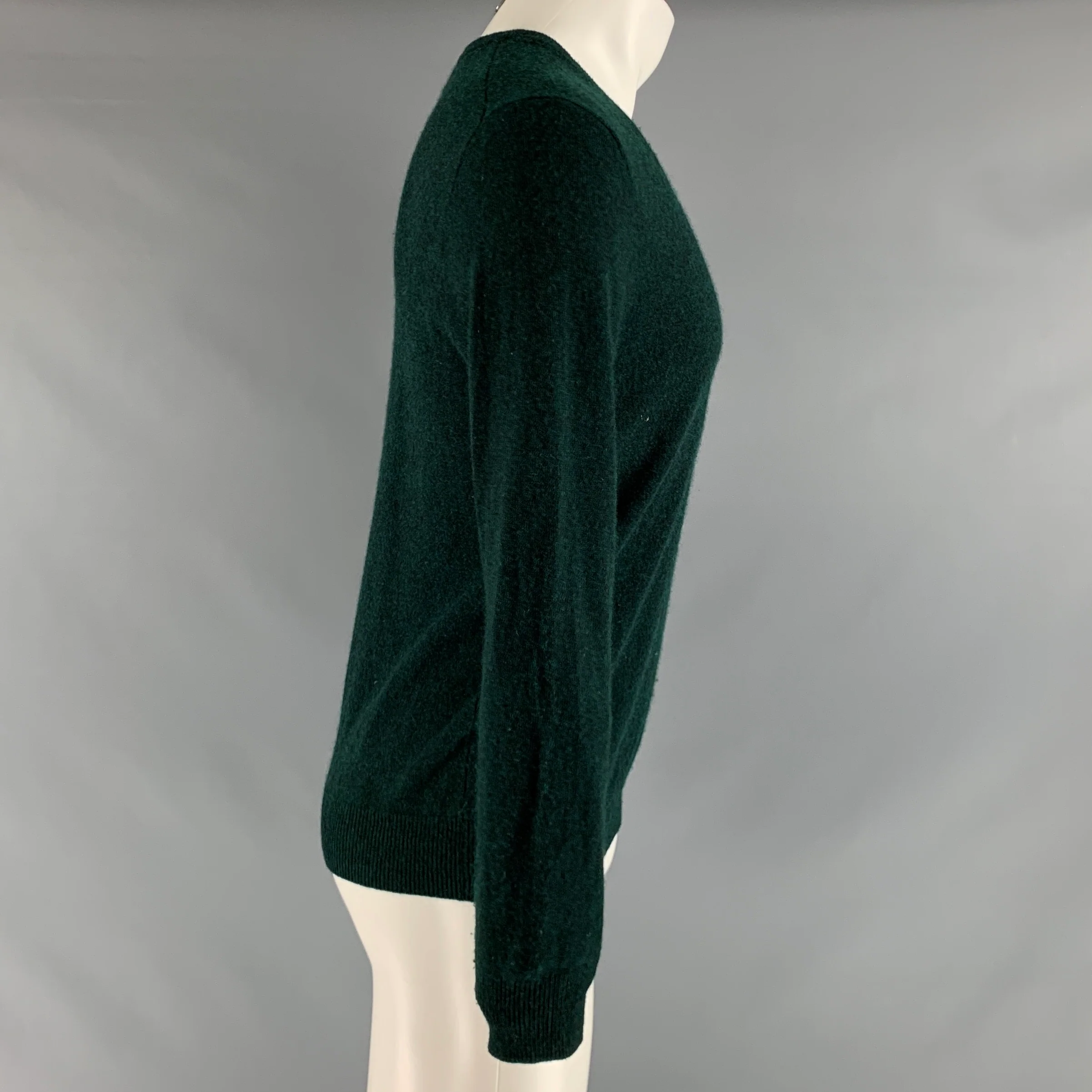 J.CREW Size S Green Heather Cashmere V-Neck Pullover - Image 2