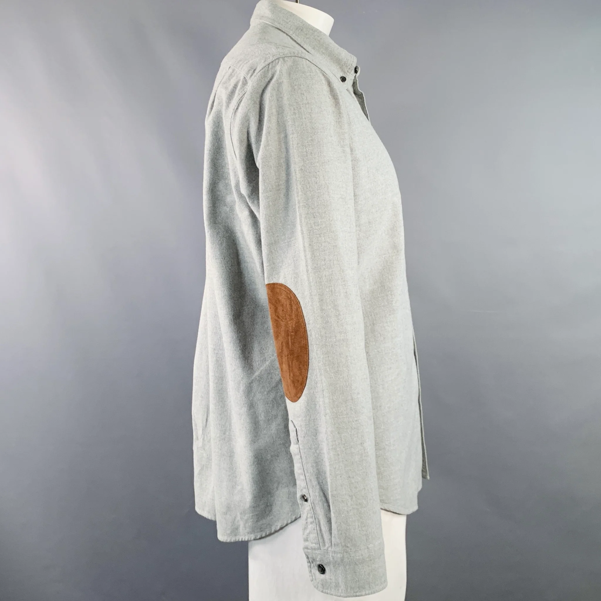 J CREW Size XL Light Grey Brown Cotton Button Down Long Sleeve Shirt - Image 2