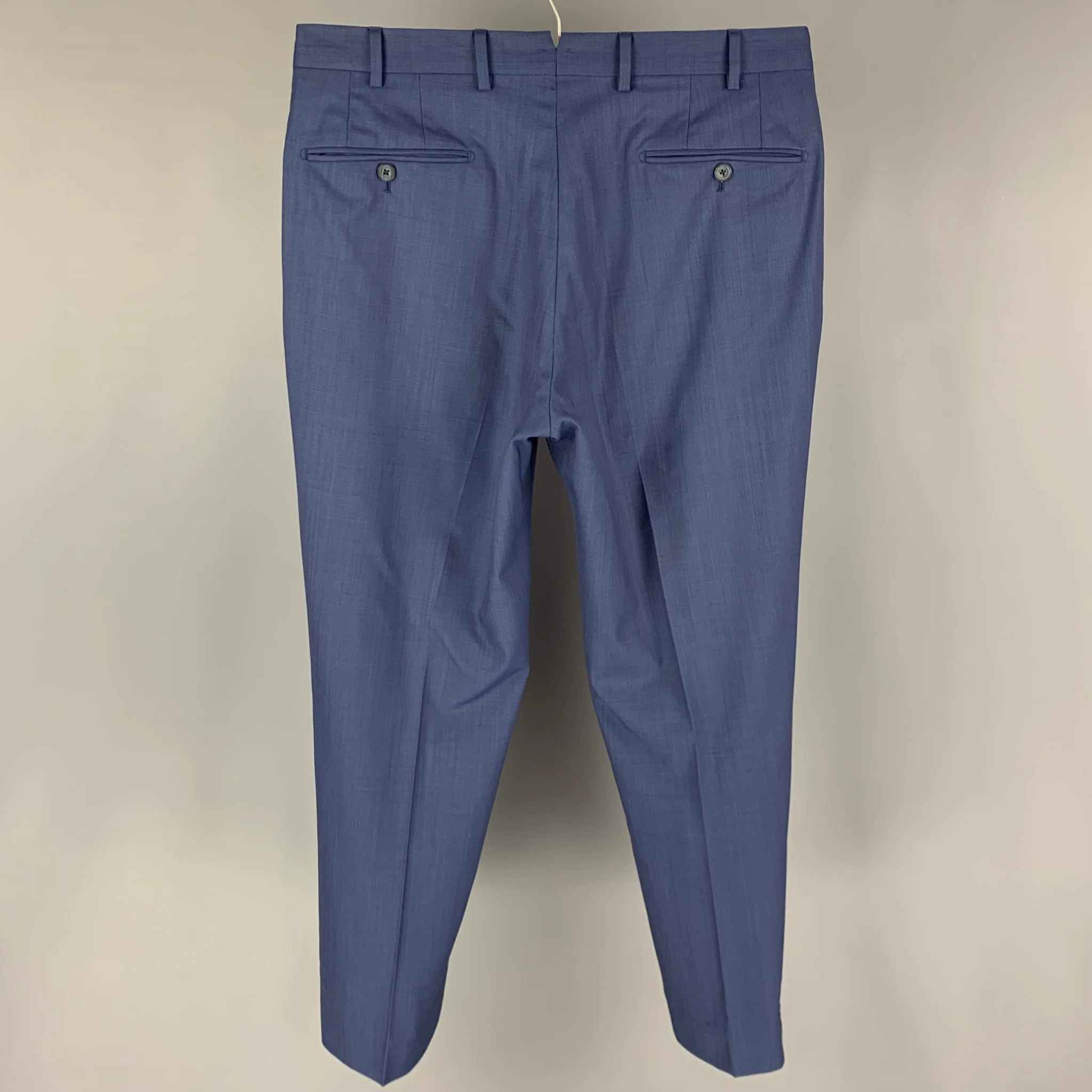 J. HILBURN Size 34 Blue Wool Flat Front Dress Pants - Image 2