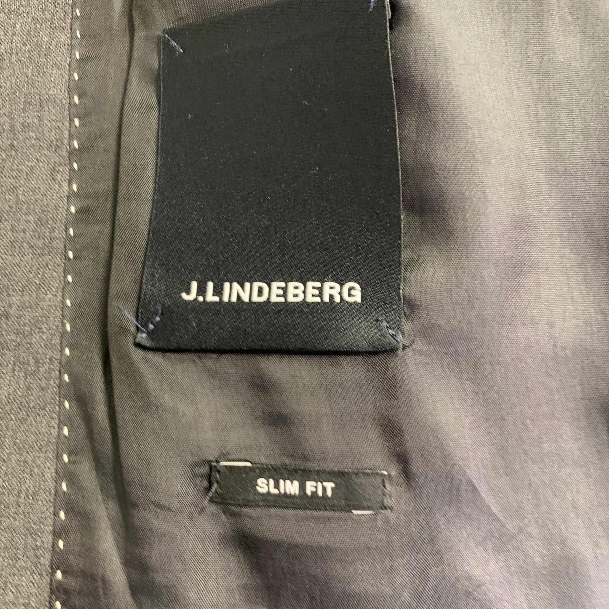 J.LINDEBERG Size 40 Grey Virgin Wool Single Breasted Slim Fit Sport Coat - Image 5