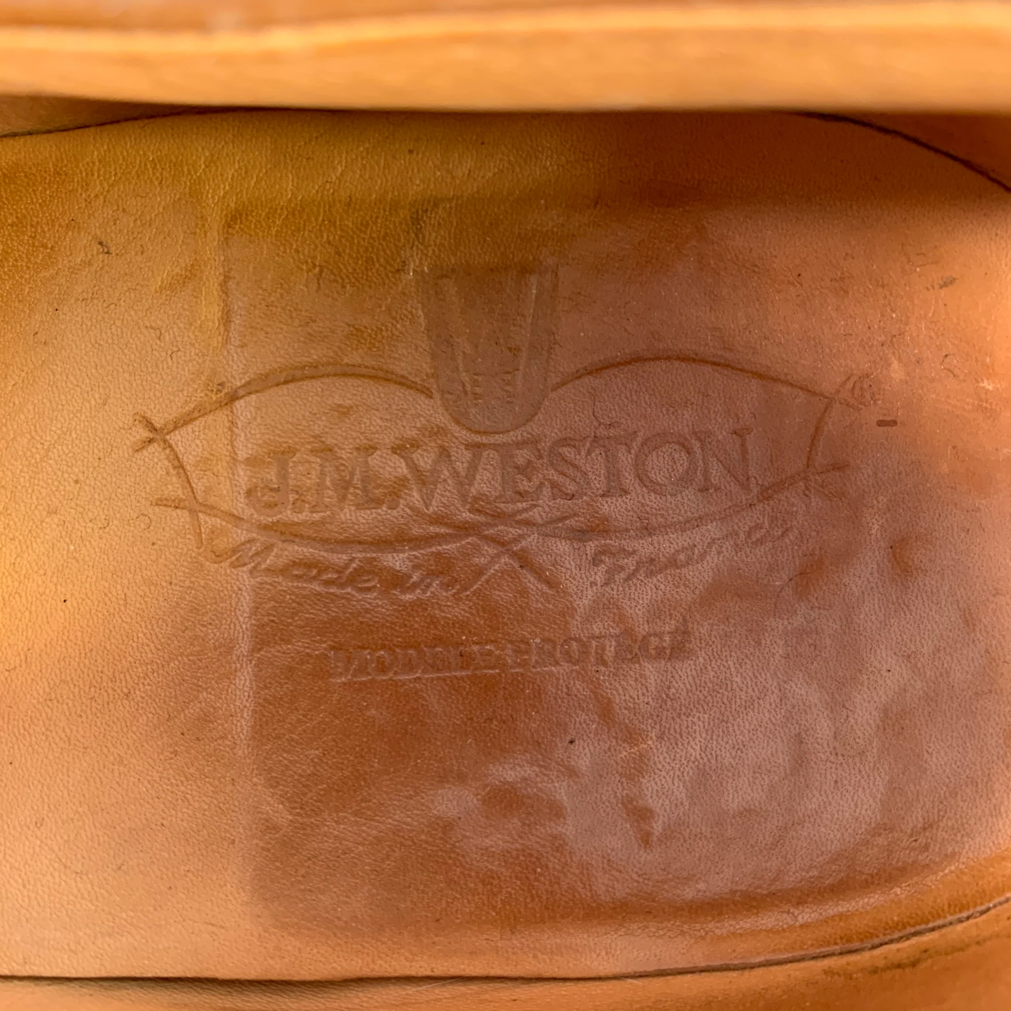 J.M. WESTON Size 10.5 Brown Leather Split Toe Penny Loafers - Image 7