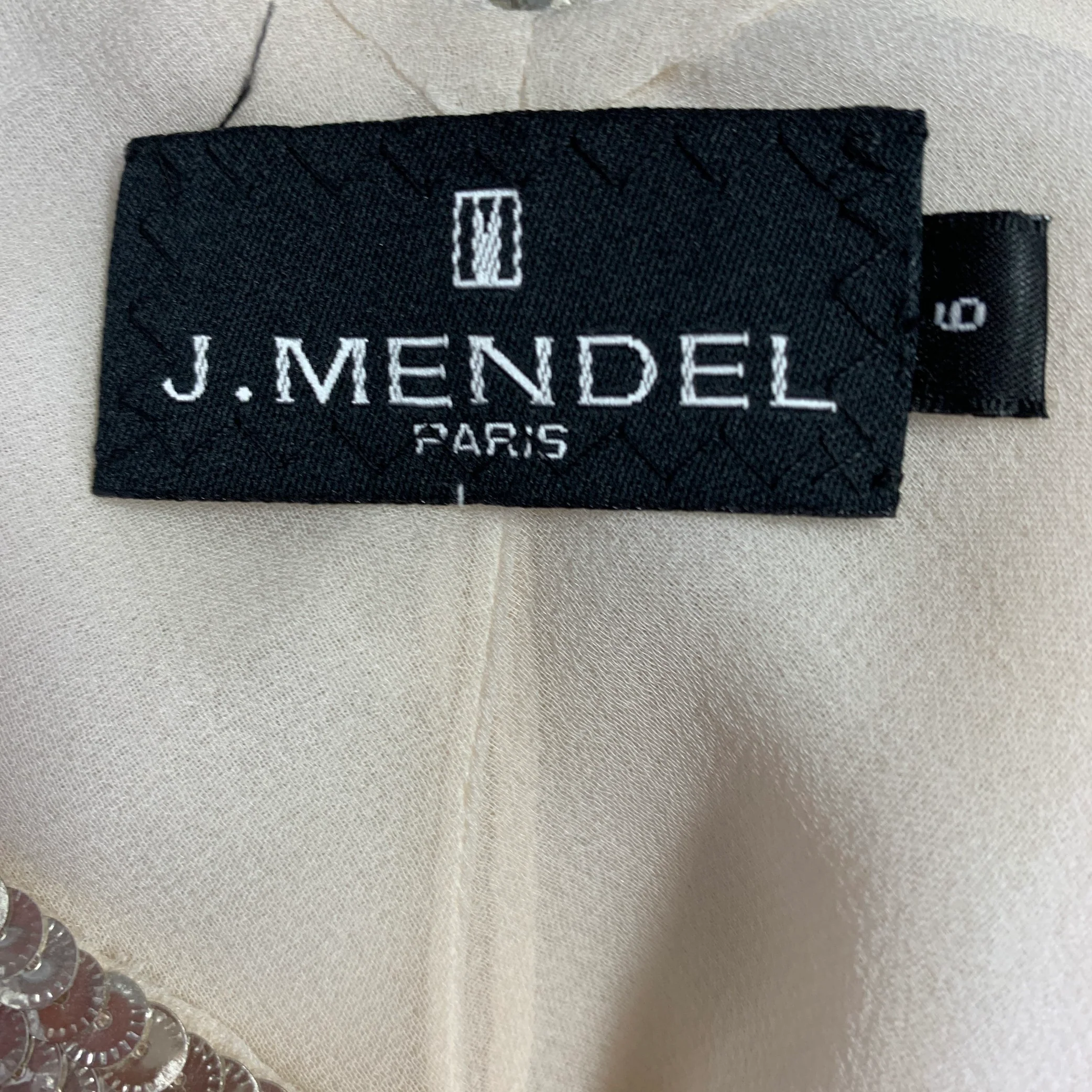 J.MENDEL Size 6 Cream Silk Ruffled Sleeveless Dress Top - Image 5