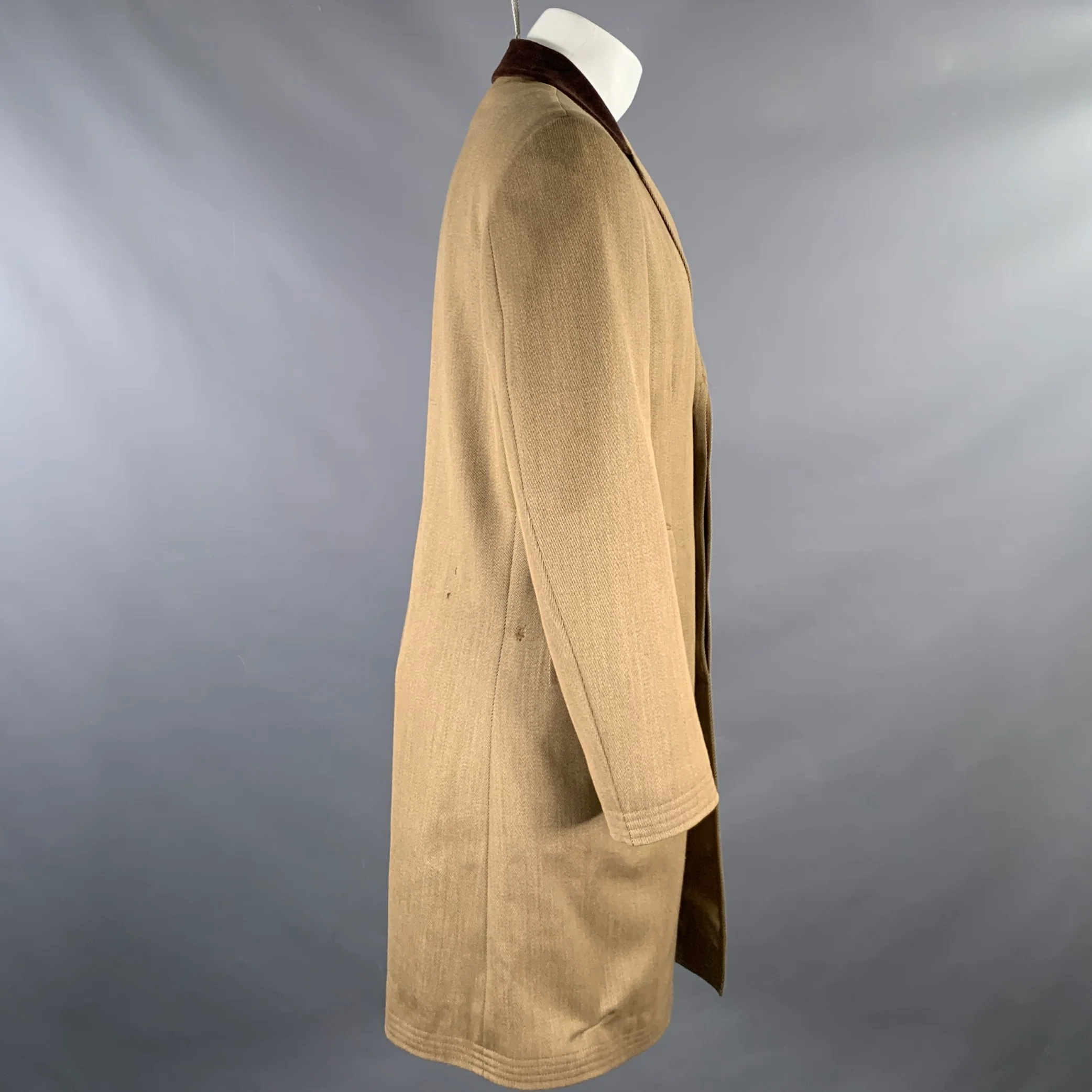 J. PETERMAN COMPANY Size M Tan Brown Twill Wool Evening Coat - Image 3
