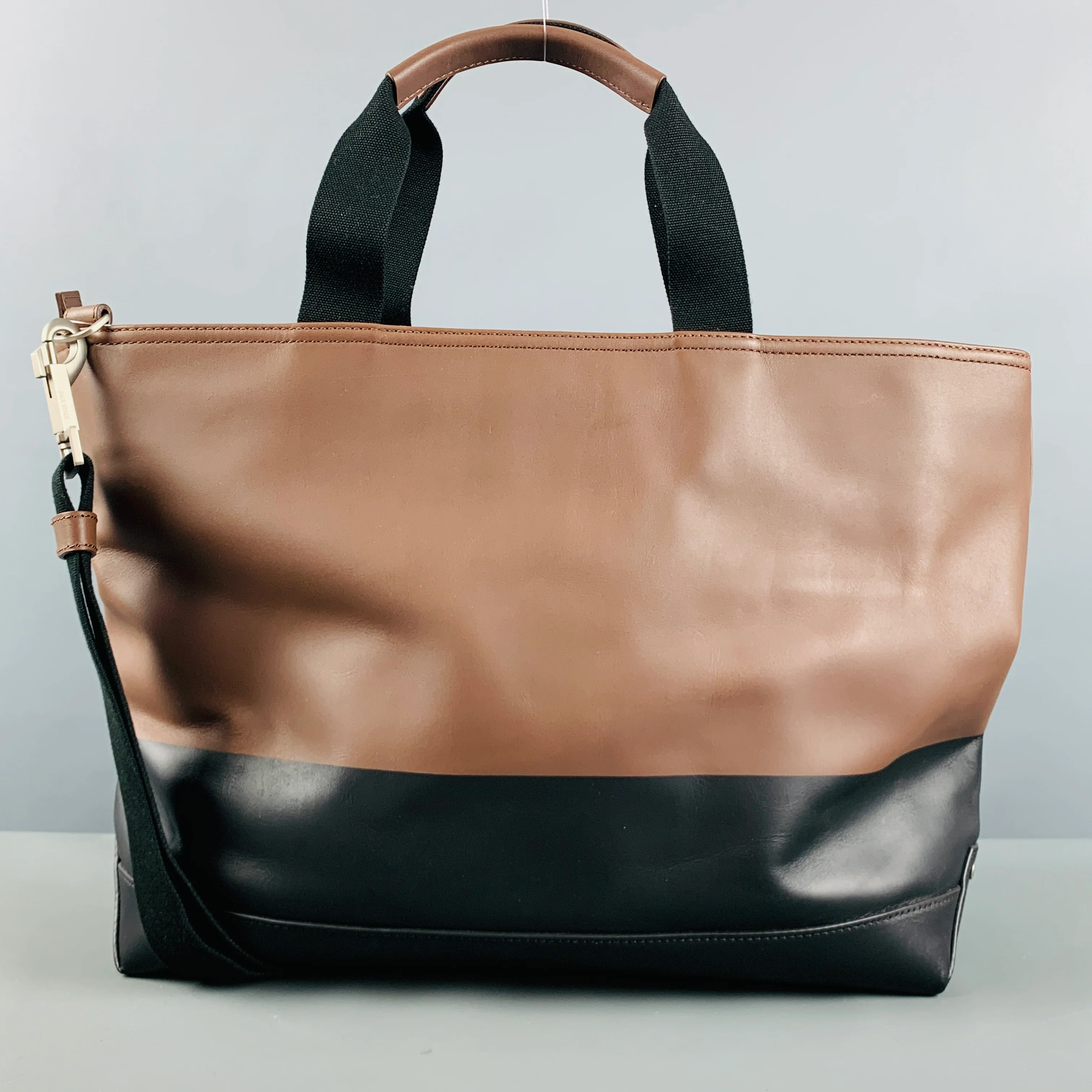 JACK SPADE Brown Black Two Tone Leather Tote Bags - Image 5