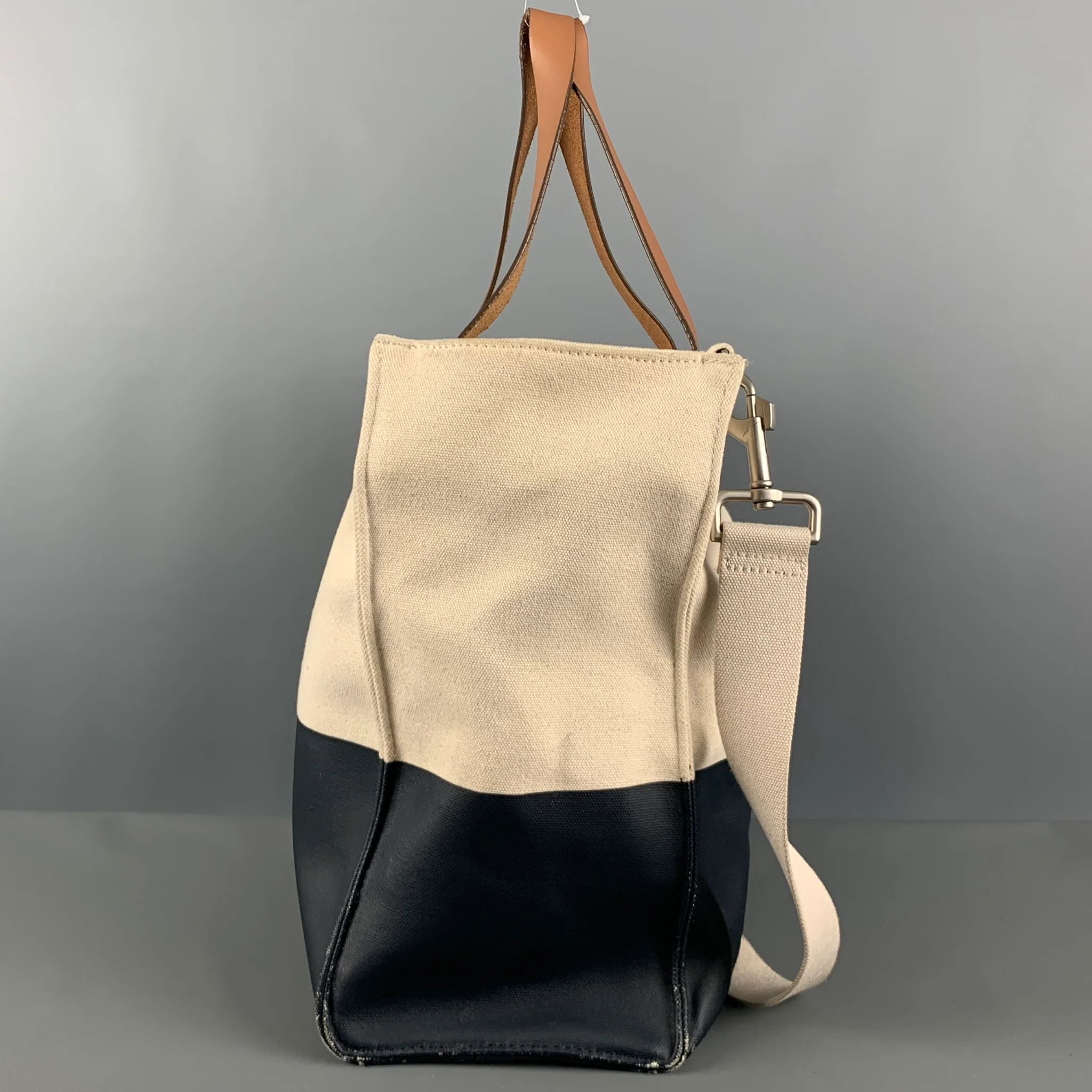 JACK SPADE Cream Navy Color Block Canvas Coated Tote Bags - Image 2