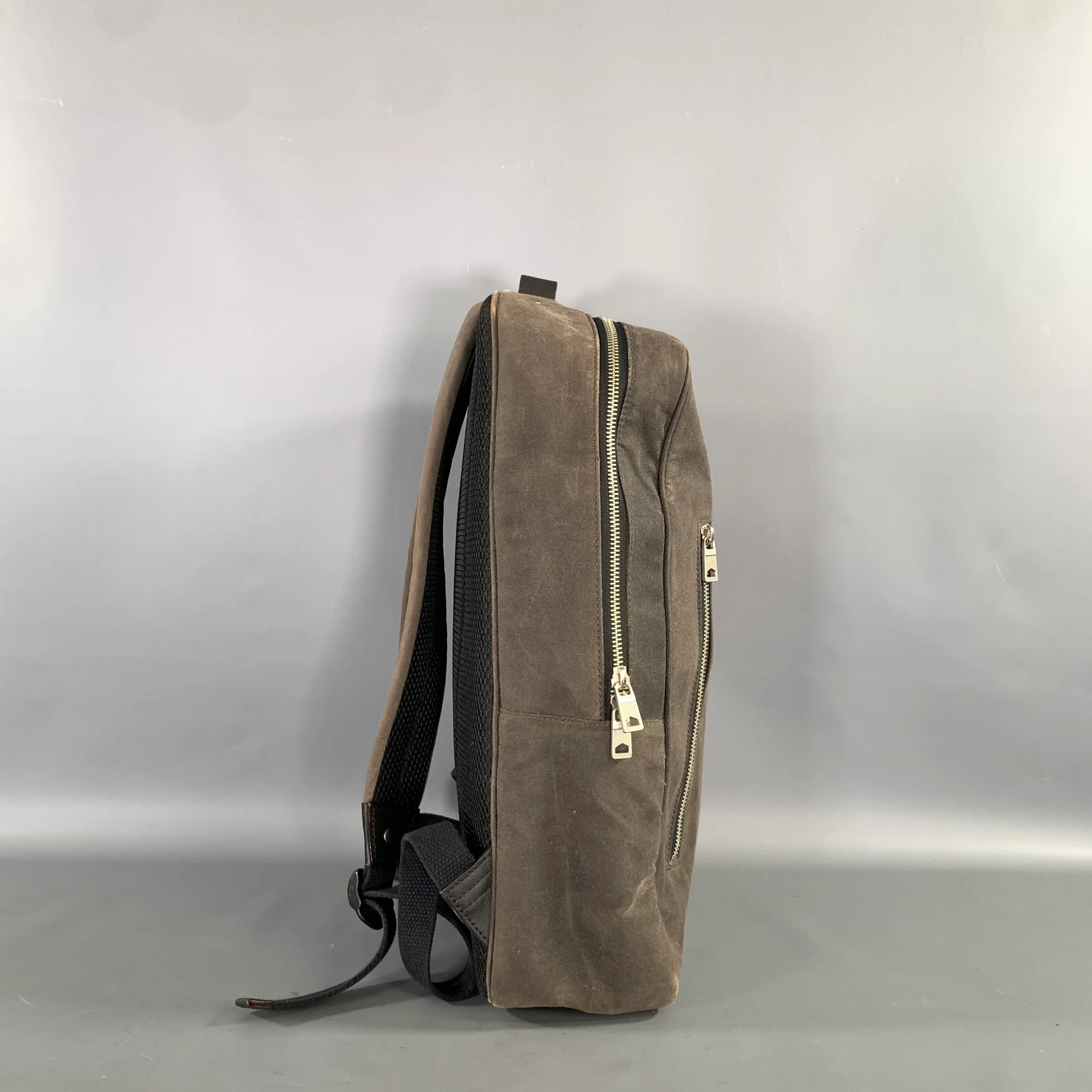 JACK SPADE Grey Gunmetal Shimmer Waxed Cotton Backpack bag - Image 2