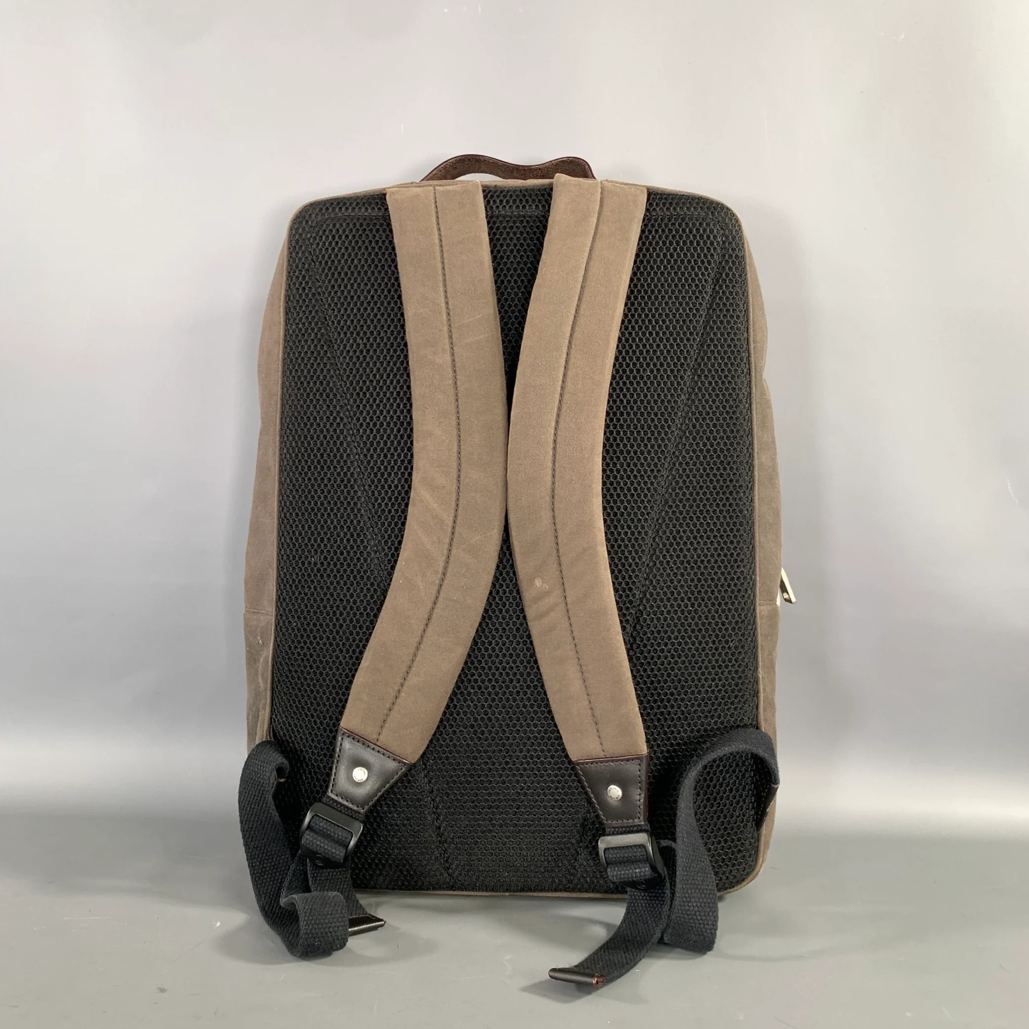 JACK SPADE Grey Gunmetal Shimmer Waxed Cotton Backpack bag - Image 3