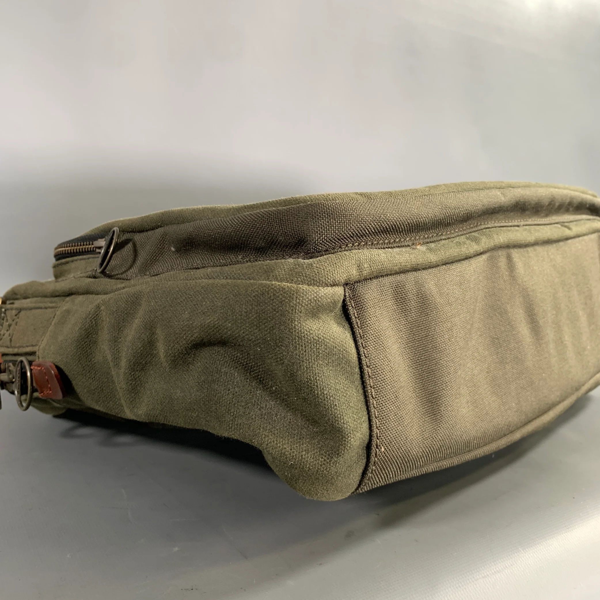 JACK SPADE Olive Tan Solid Canvas Messenger Bag - Image 6