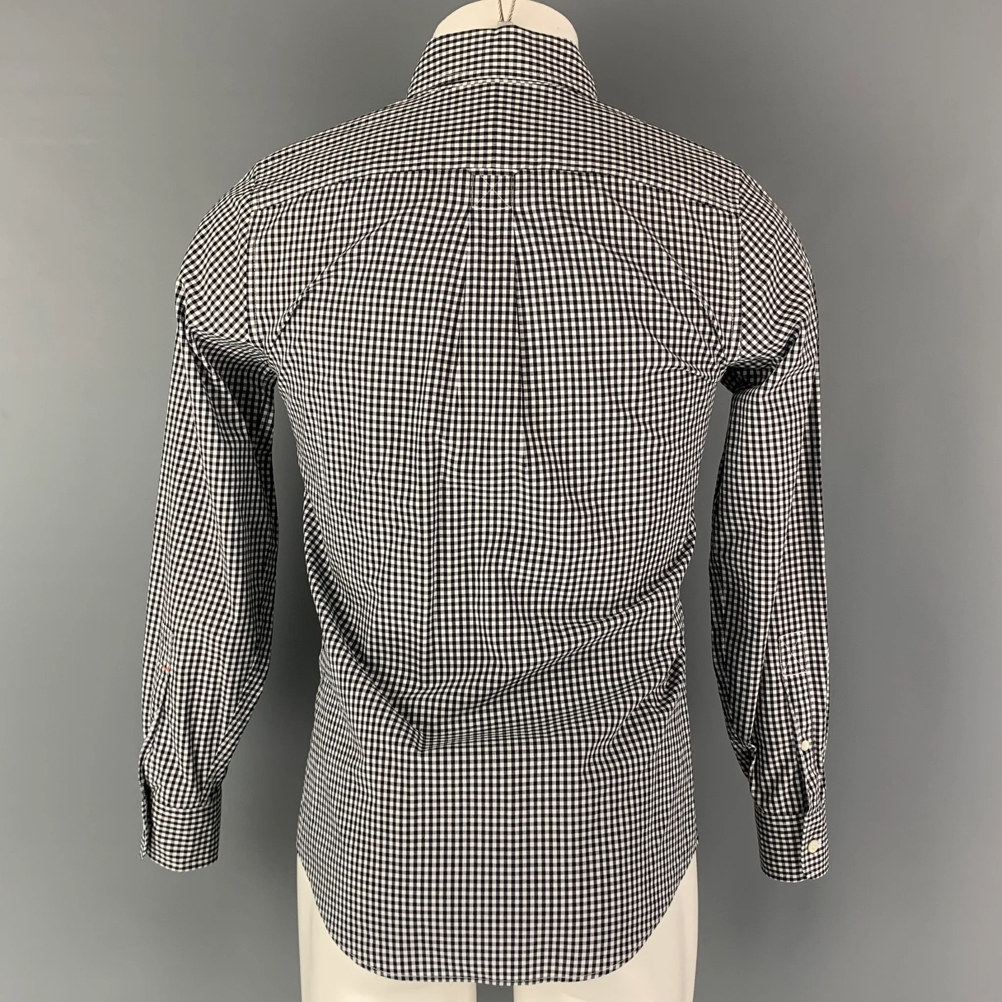 JACK SPADE Size XS Black White Gingham Cotton One pocket Long Sleeve Shirt - Image 3