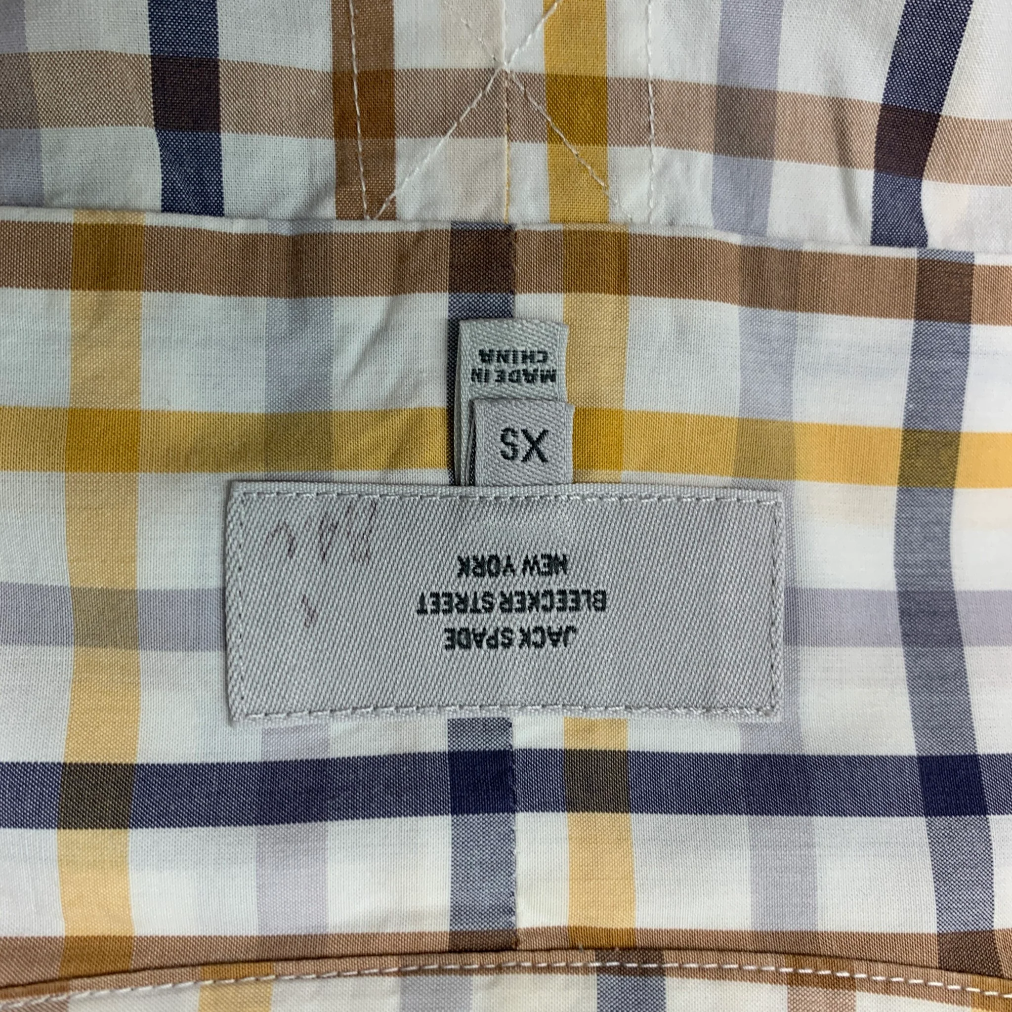 JACK SPADE Size XS Yellow White & Blue Checkered Cotton Long Sleeve Shirt - Image 4