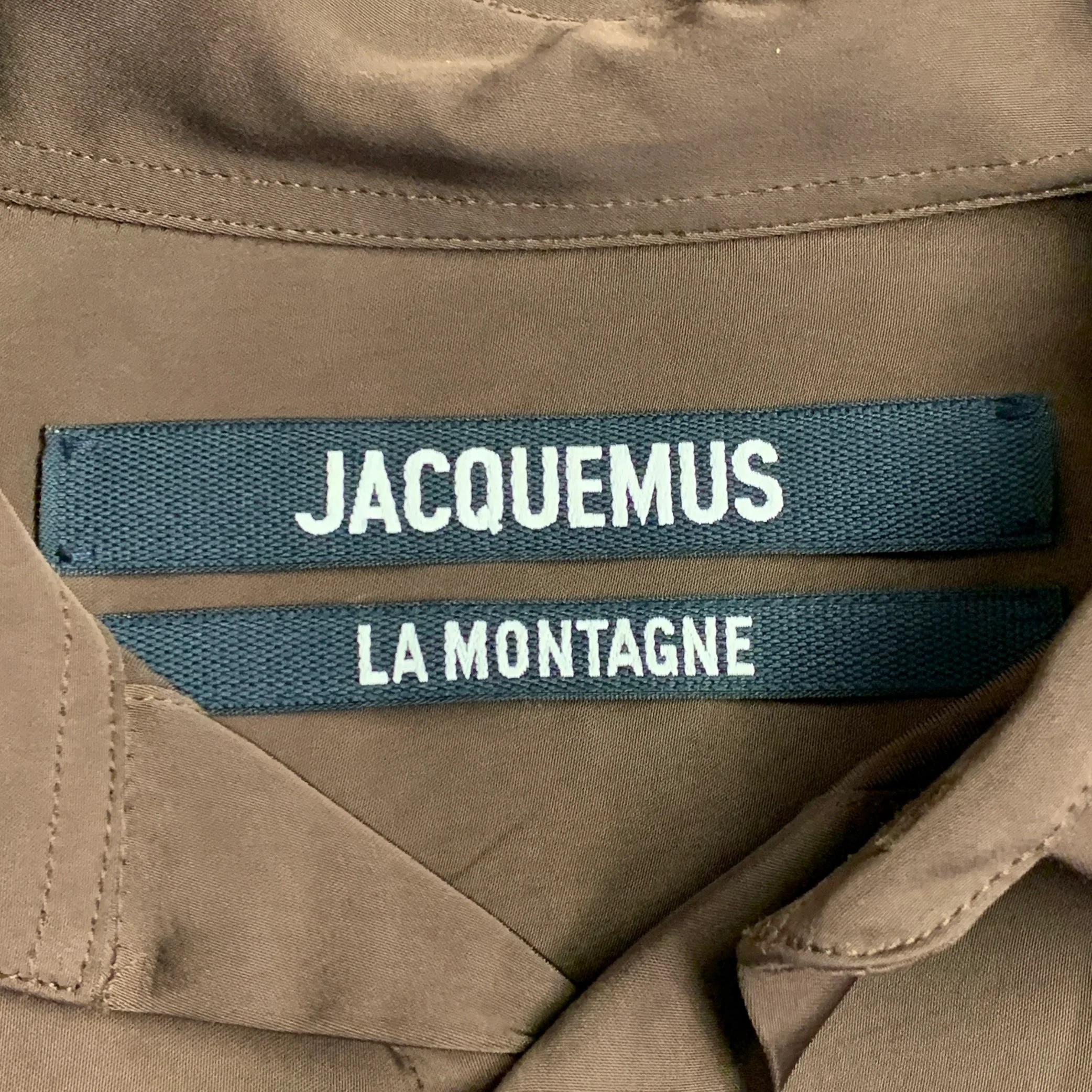 JACQUEMUS LA MONTAGNE Size S Brown Viscose Satin Spread Collar Long Sleeve Shirt - Image 4