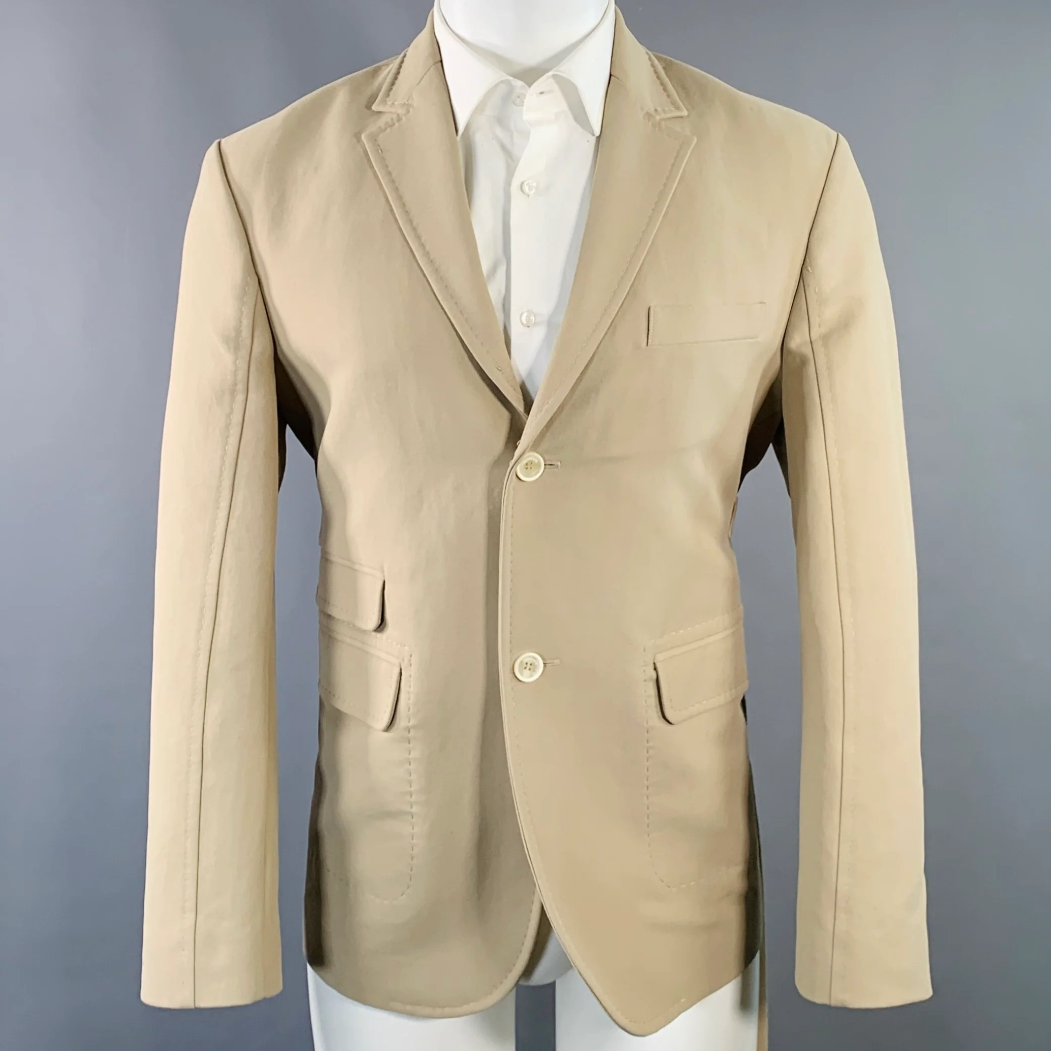 JACQUEMUS LE CHOUCHOU Size 40 Beige Cotton Blend Notch Lapel Sport Coat