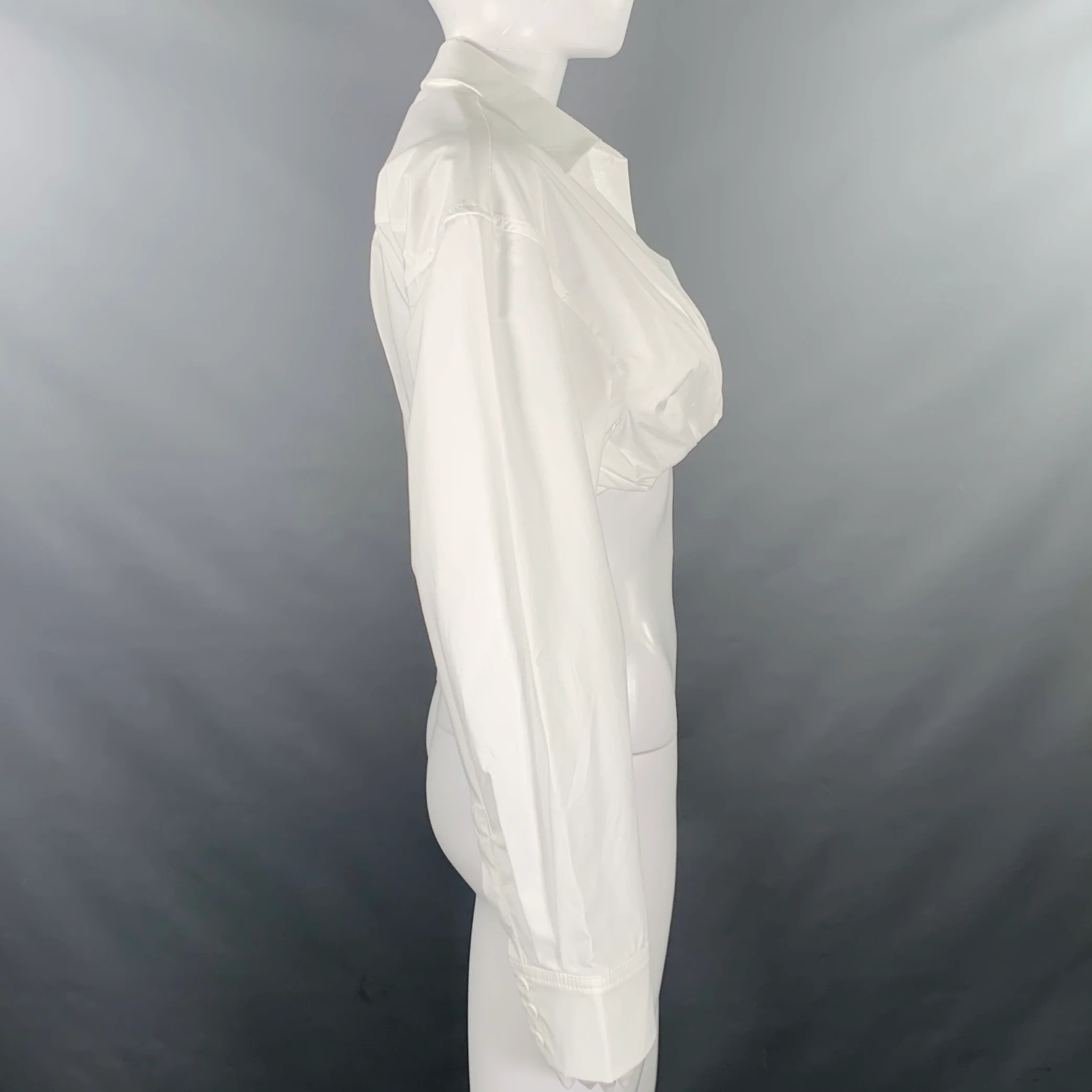 JACQUEMUS Size S Bahia Courte White Cotton Blend Cropped Casual Top - Image 3