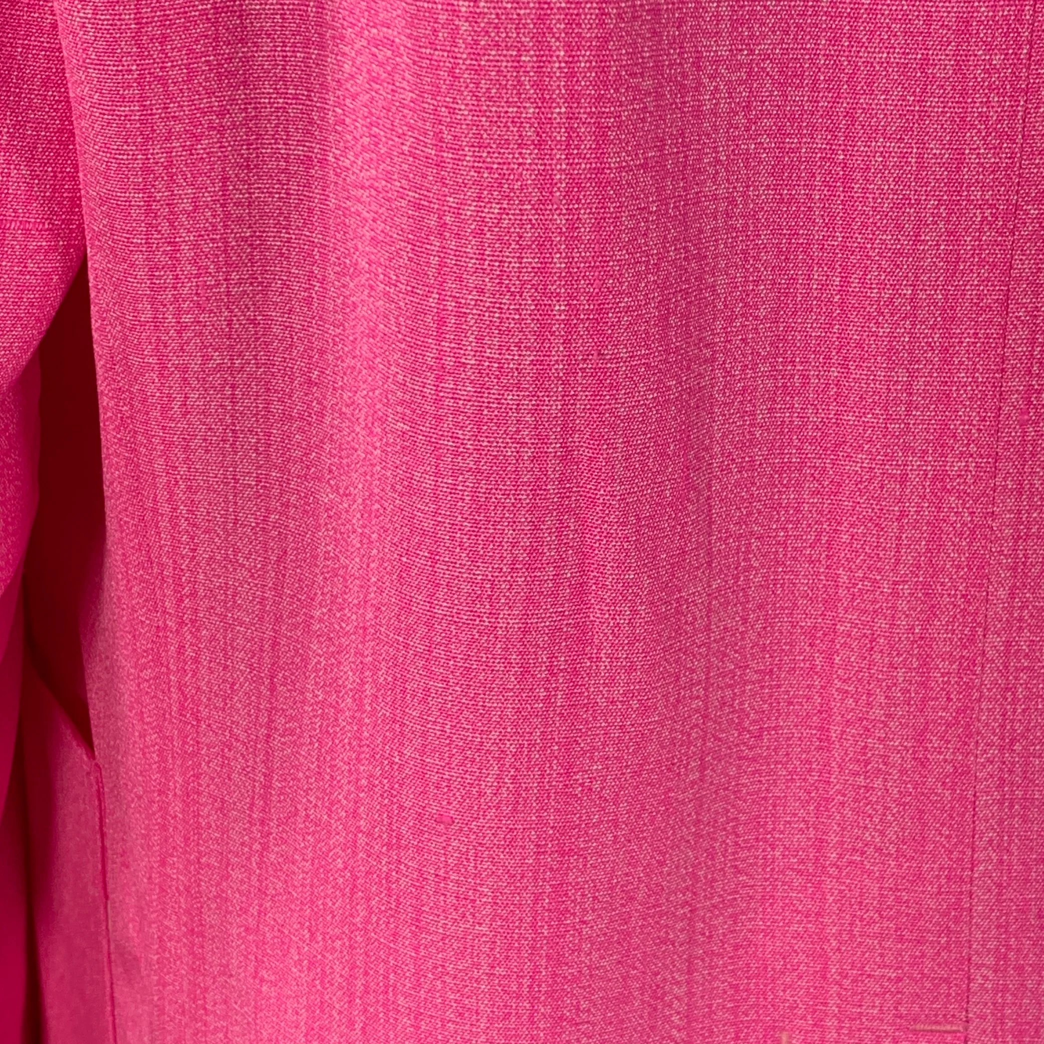 JACQUEMUS Size S Le Raphia Neon Pink White Viscose Blend Notch Lapel Jacket Blazer - Image 5