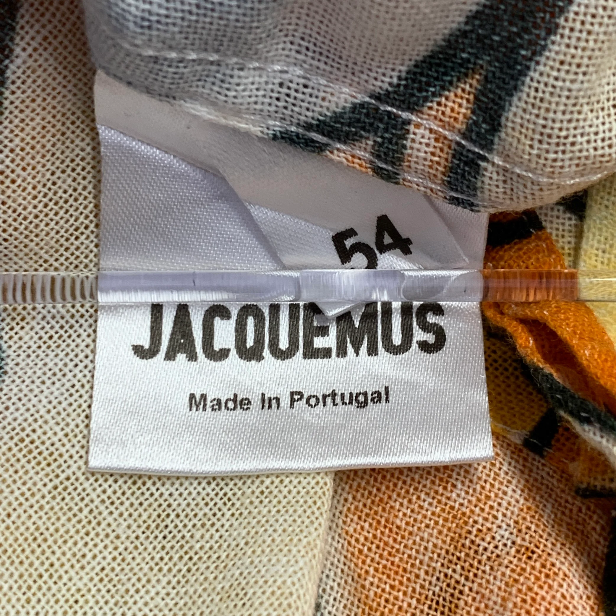 JACQUEMUS SS19 Size 44 Le Gadjo Yellow Orange Leaves Cotton One Pocket Long Sleeve Shirt - Image 6