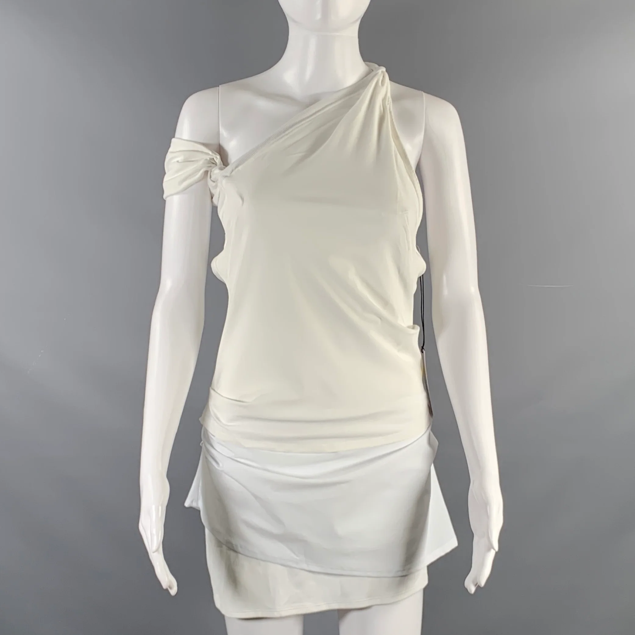 JACQUEMUS x Nike Size S White Polyester Blend Ruched Mini Cocktail Dress